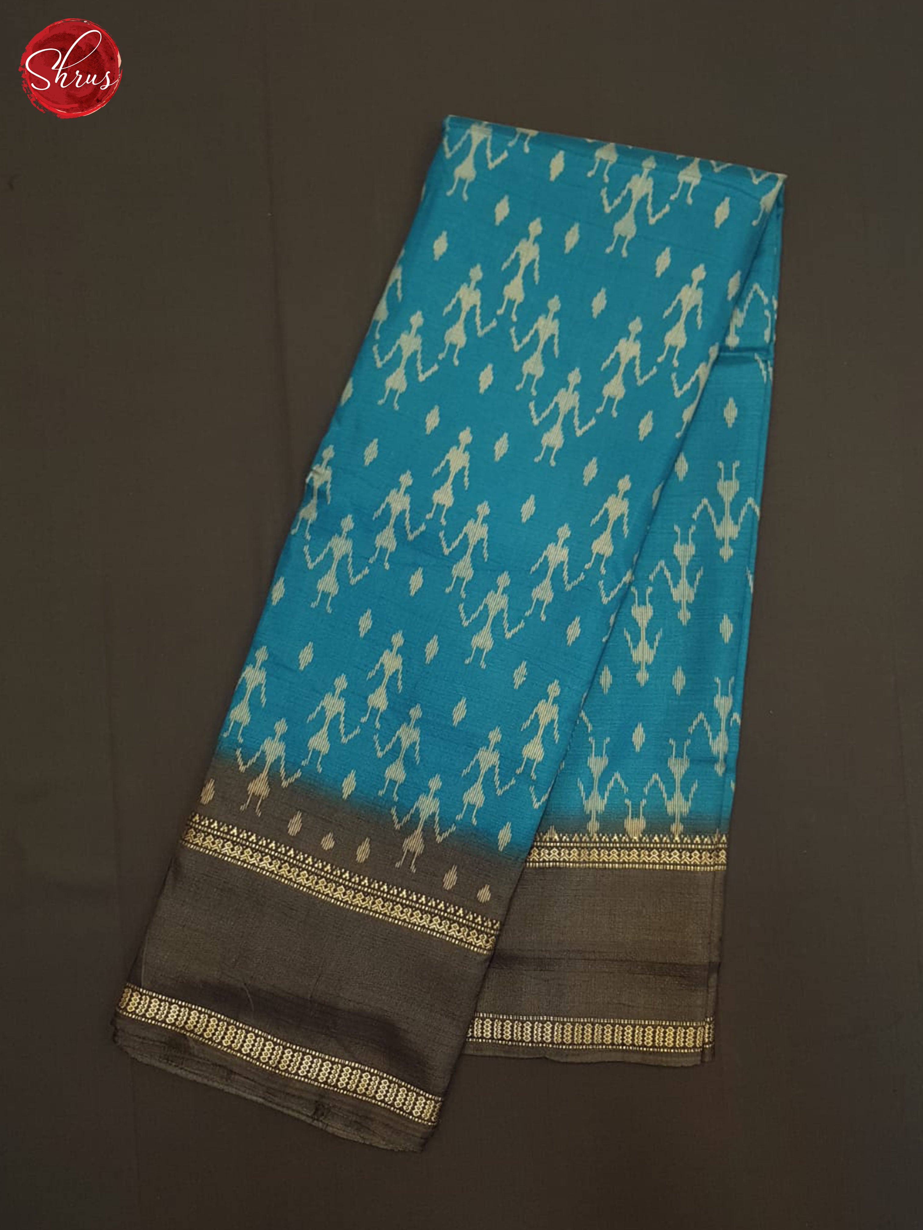 Blue And Grey- Semi Crepe saree - Shop on ShrusEternity.com