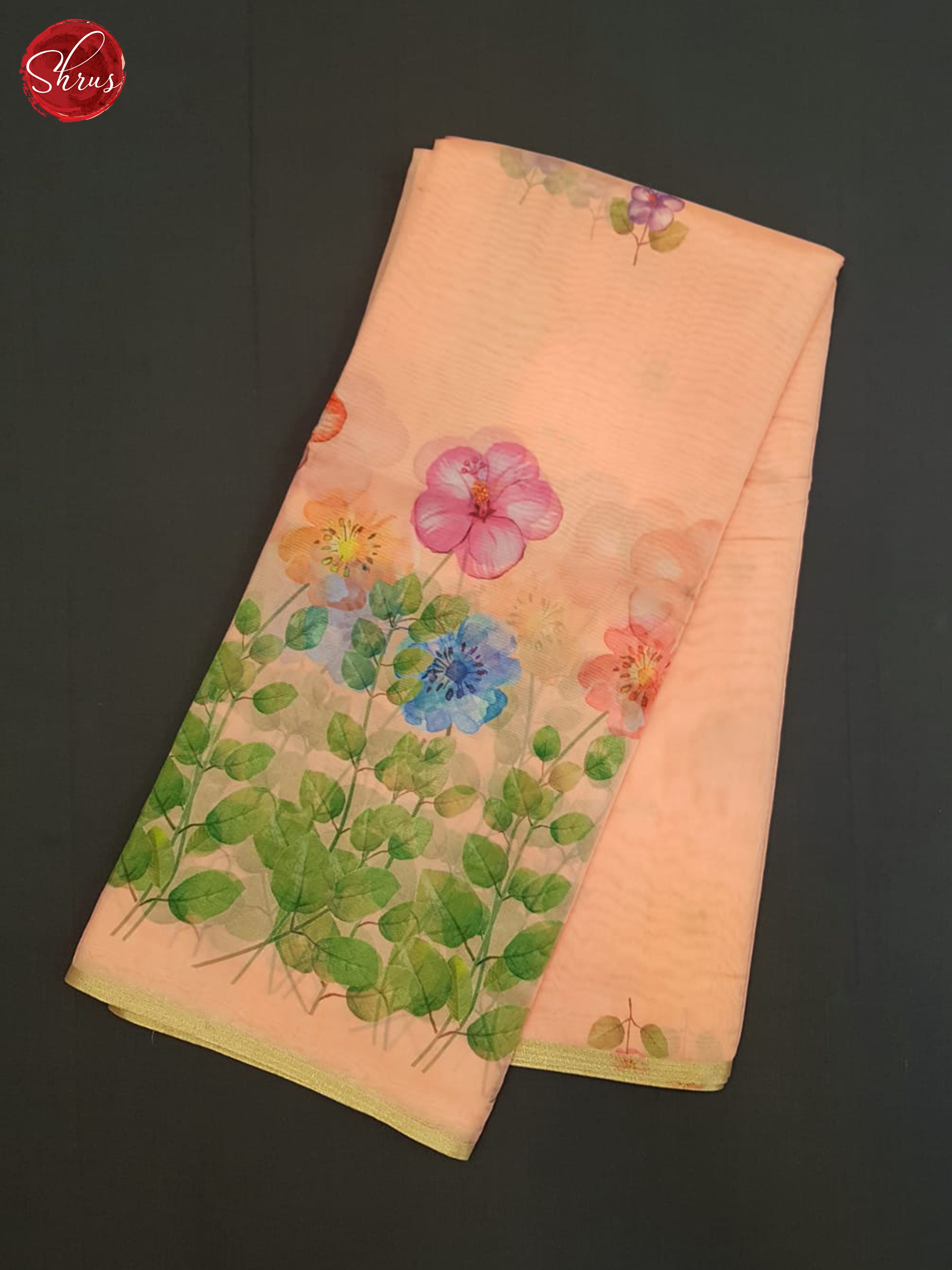 Peach(single tone)-Semi Organza Saree - Shop on ShrusEternity.com