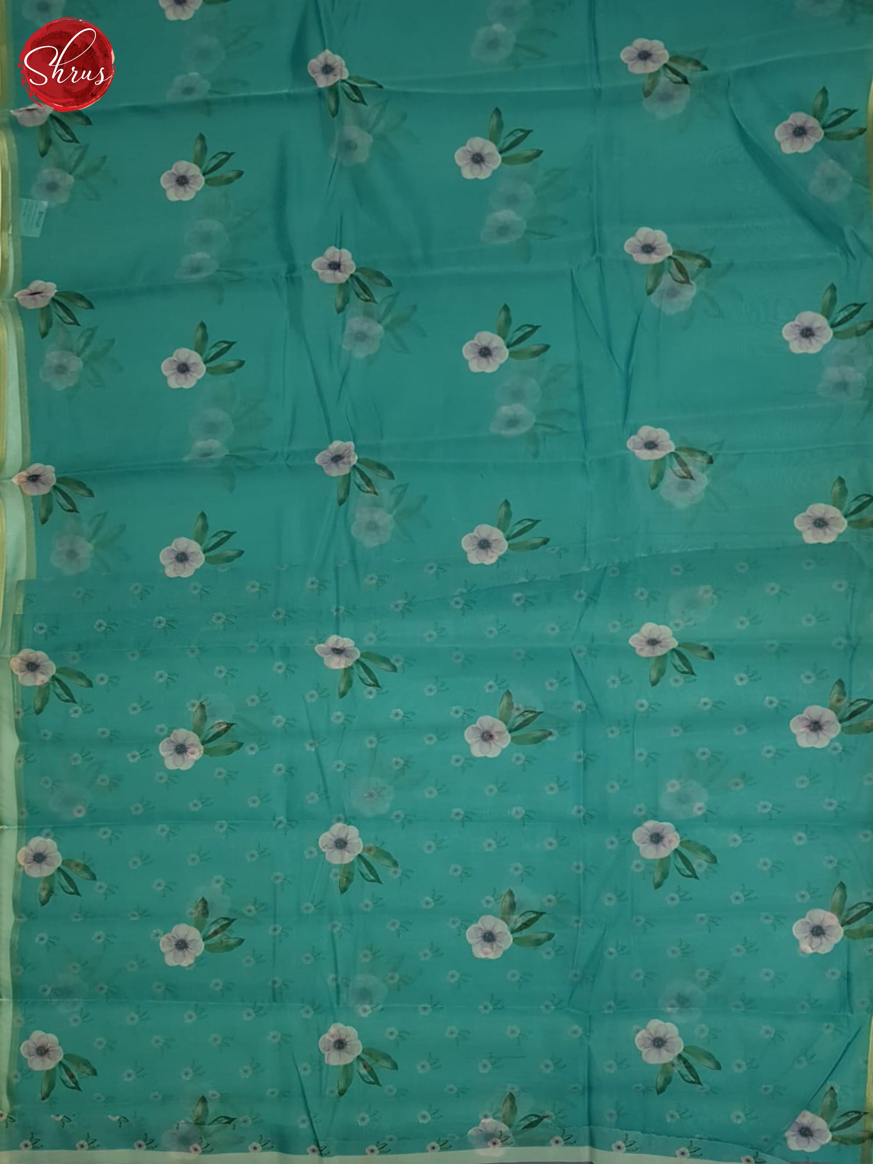 Teal Blue(Singe tone)-Semi Organza saree - Shop on ShrusEternity.com