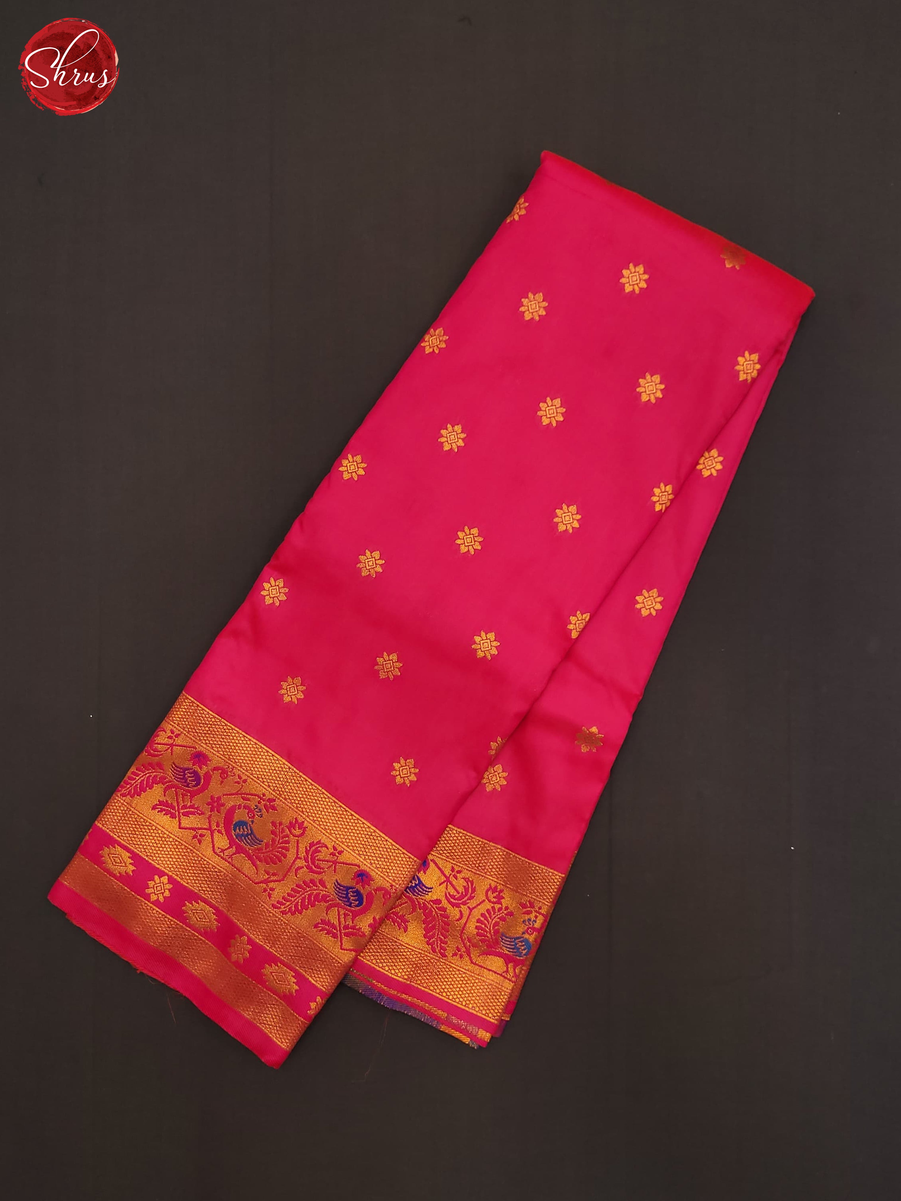 Pink(Single Tone)- Semi Kanchipuram Saree - Shop on ShrusEternity.com