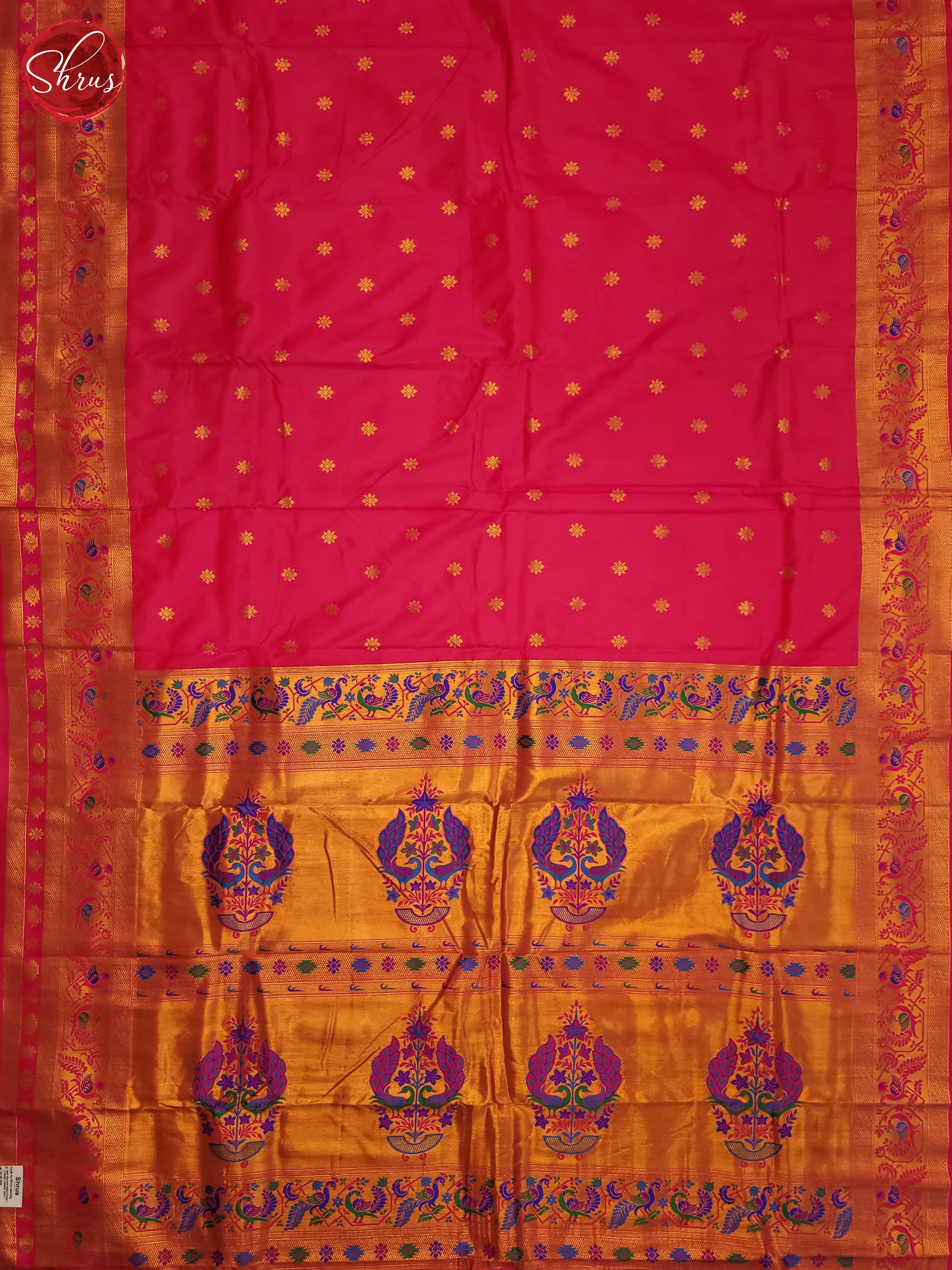 Pink(Single Tone)- Semi Kanchipuram Saree - Shop on ShrusEternity.com