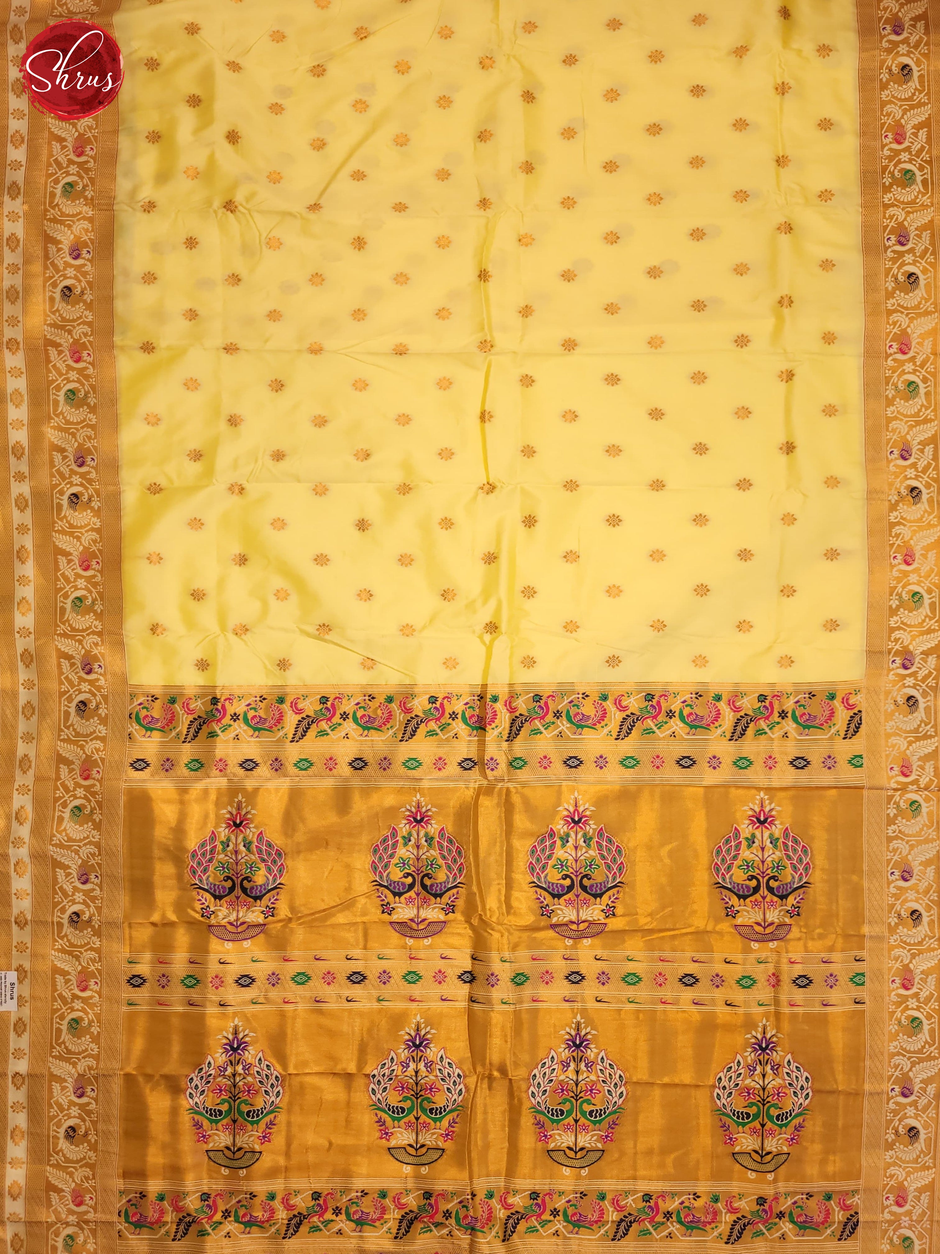 Cream(Single Tone) - Semi Kanchipuram Saree - Shop on ShrusEternity.com