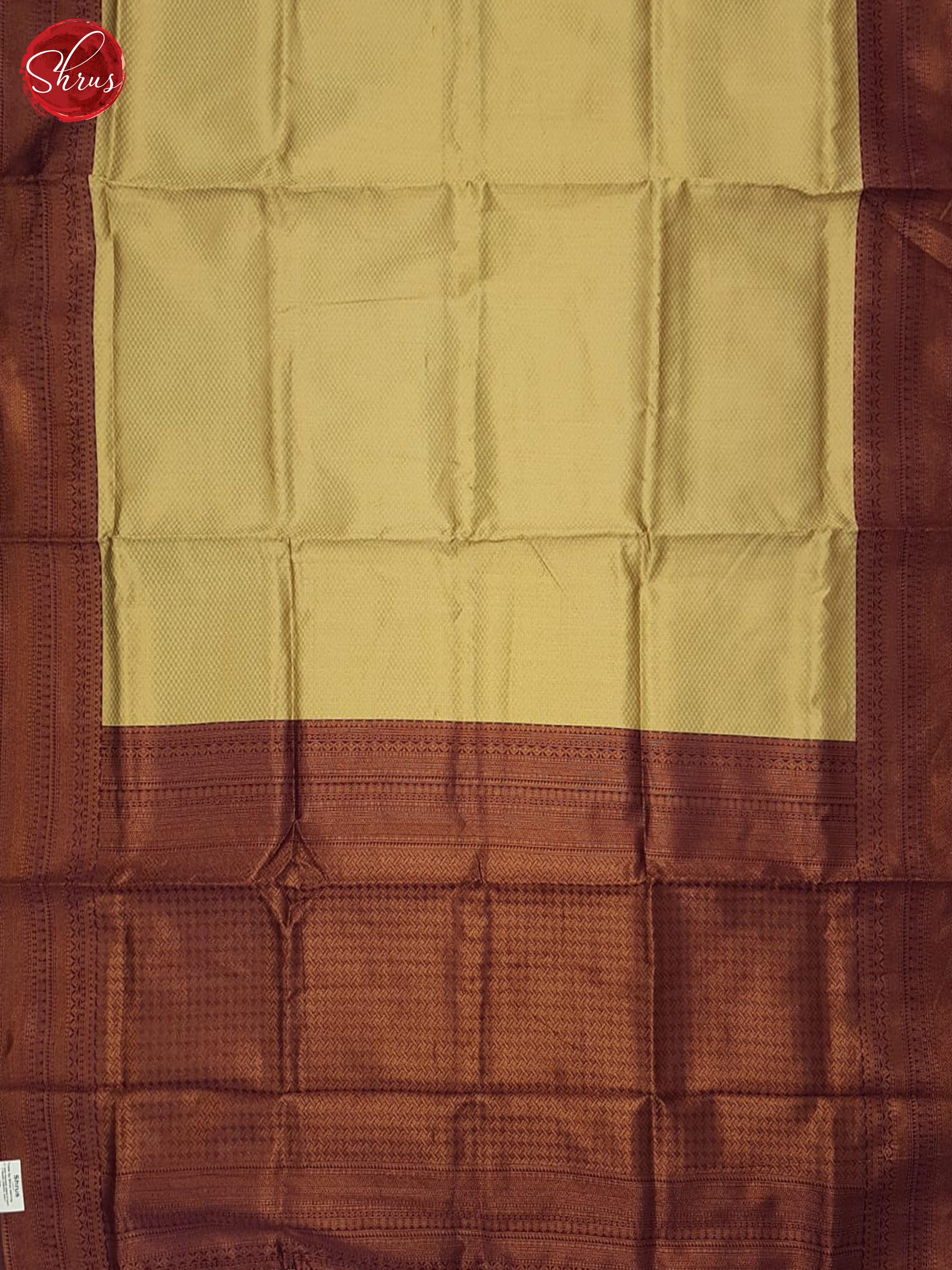 Beige and Purple- Semi Kanchipuram Saree - Shop on ShrusEternity.com