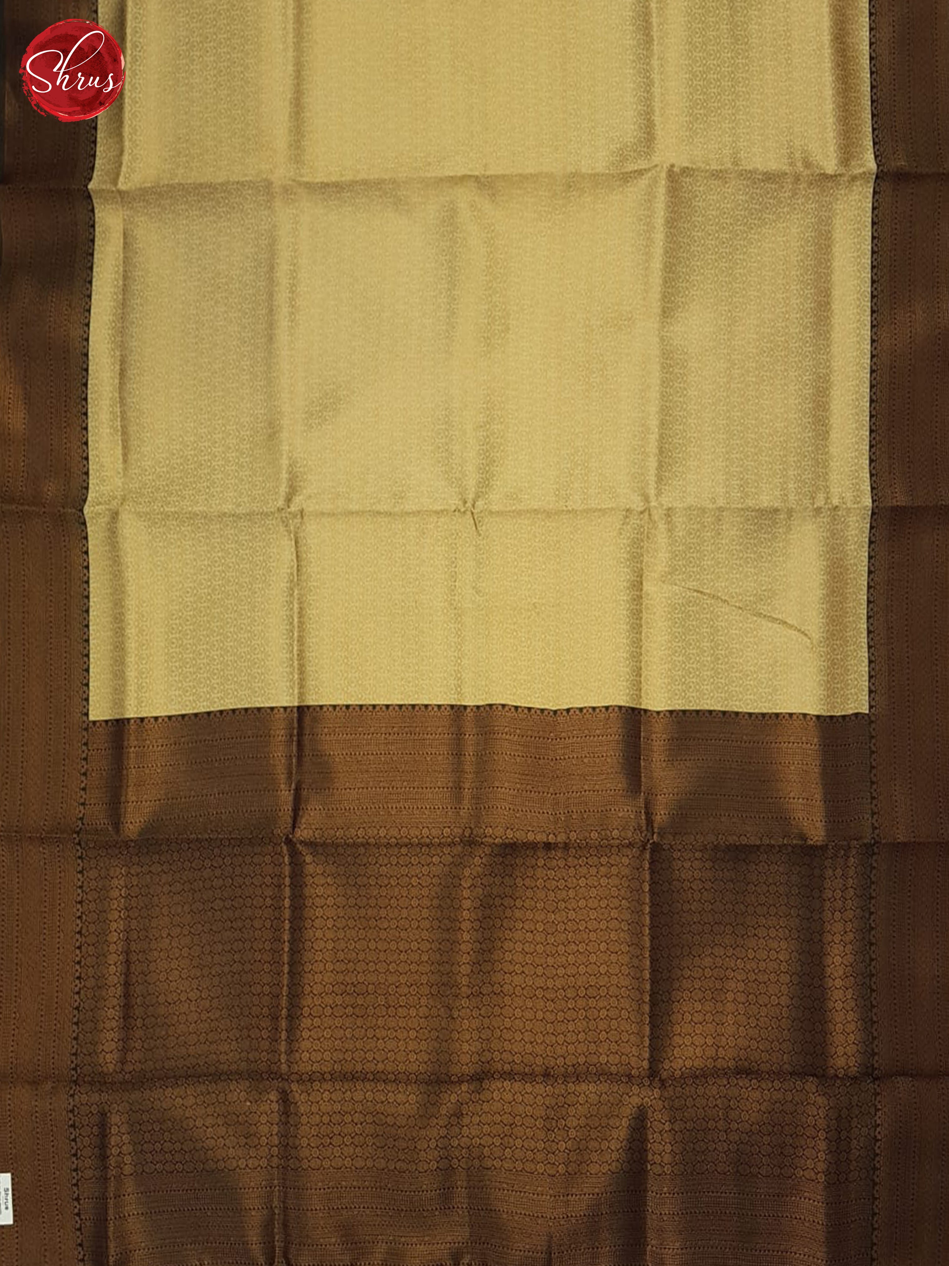 Cream and Green- Semi Kanchipuram Saree - Shop on ShrusEternity.com