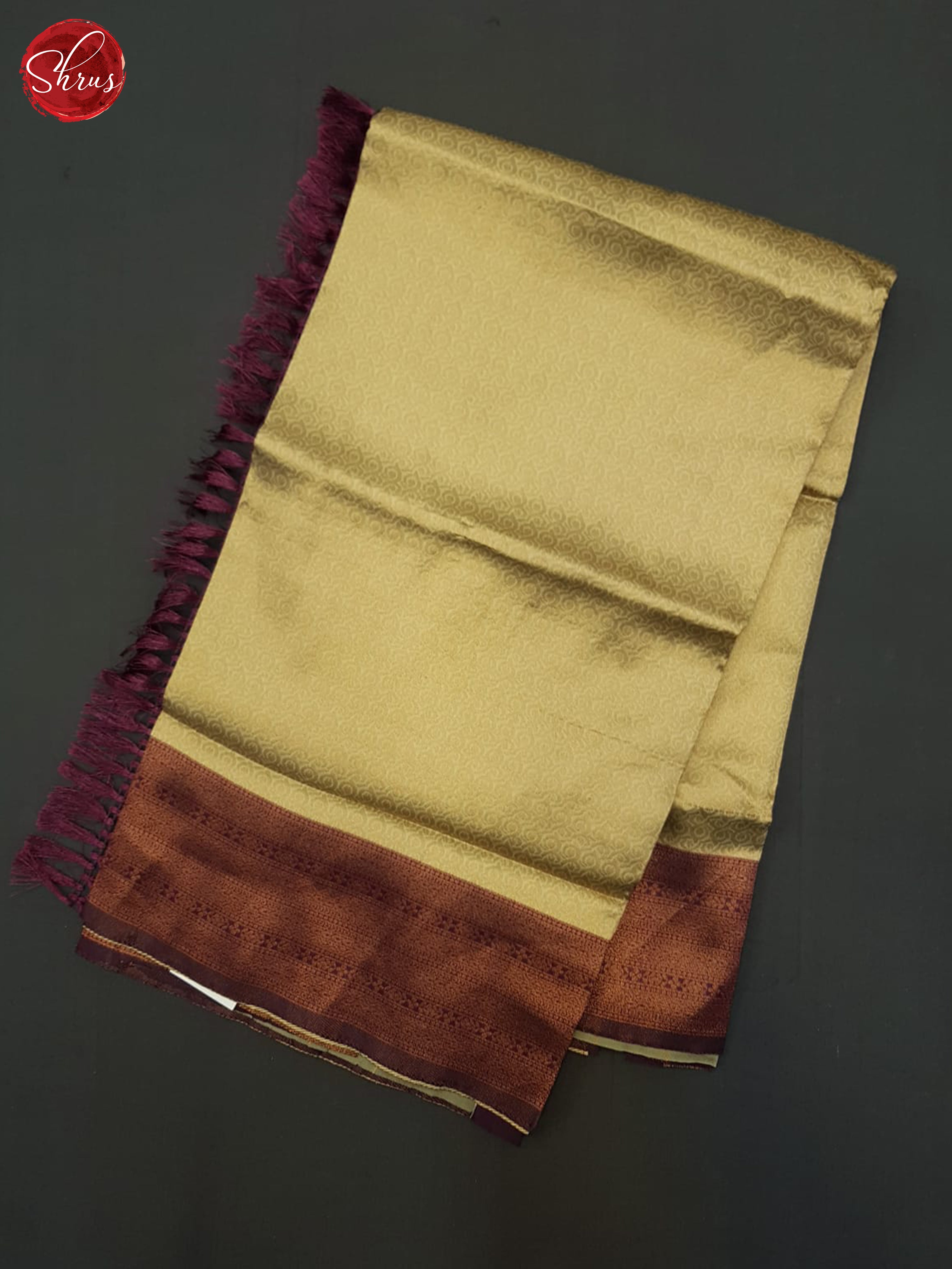 Beige & Wine- Semi Kanchipuram Saree - Shop on ShrusEternity.com
