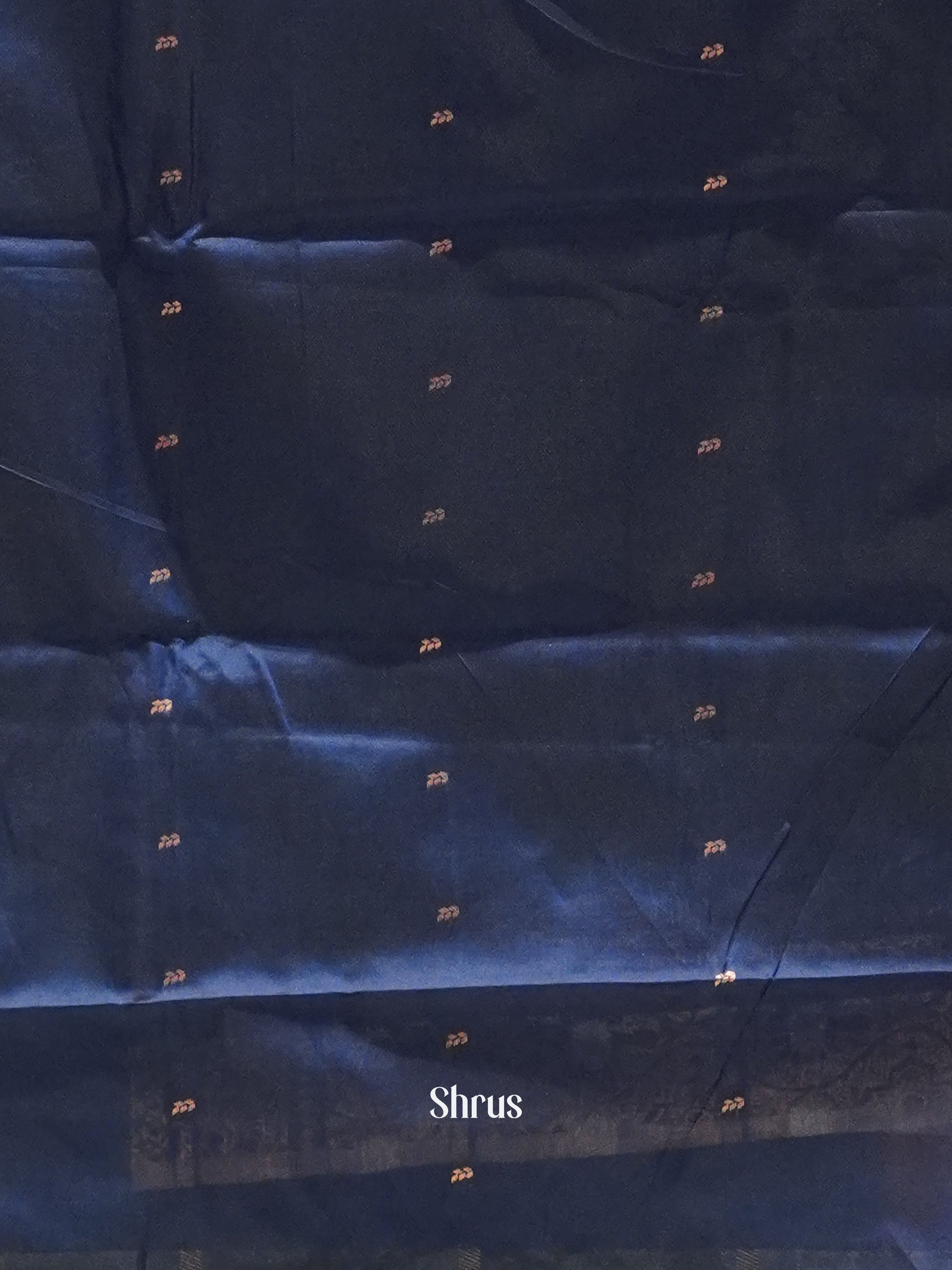 Navy Blue(Single Tone) - Semi Softsilk Saree - Shop on ShrusEternity.com