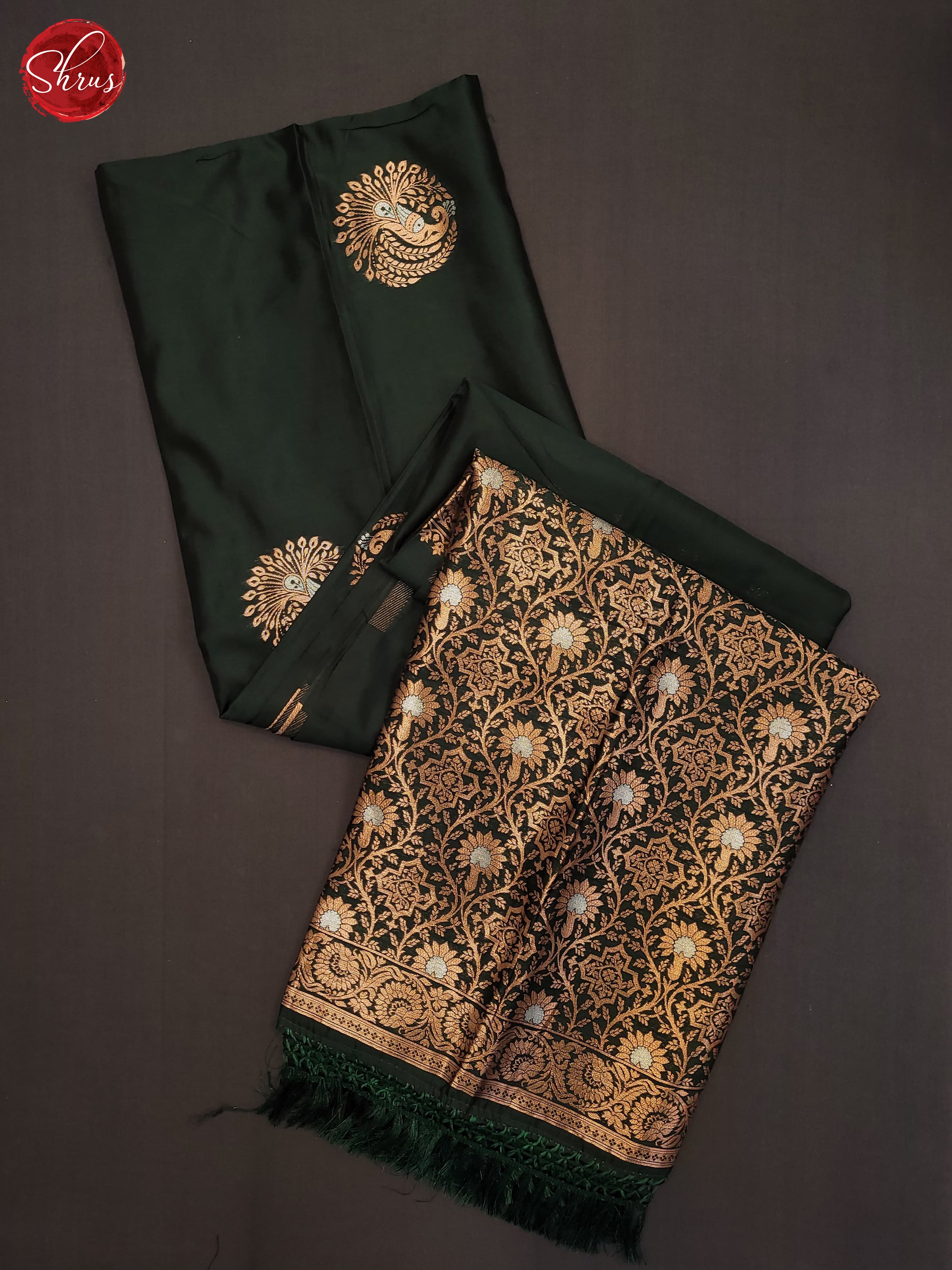 Bottle Green (Single Tone) - Semi Softsilk Saree - Shop on ShrusEternity.com