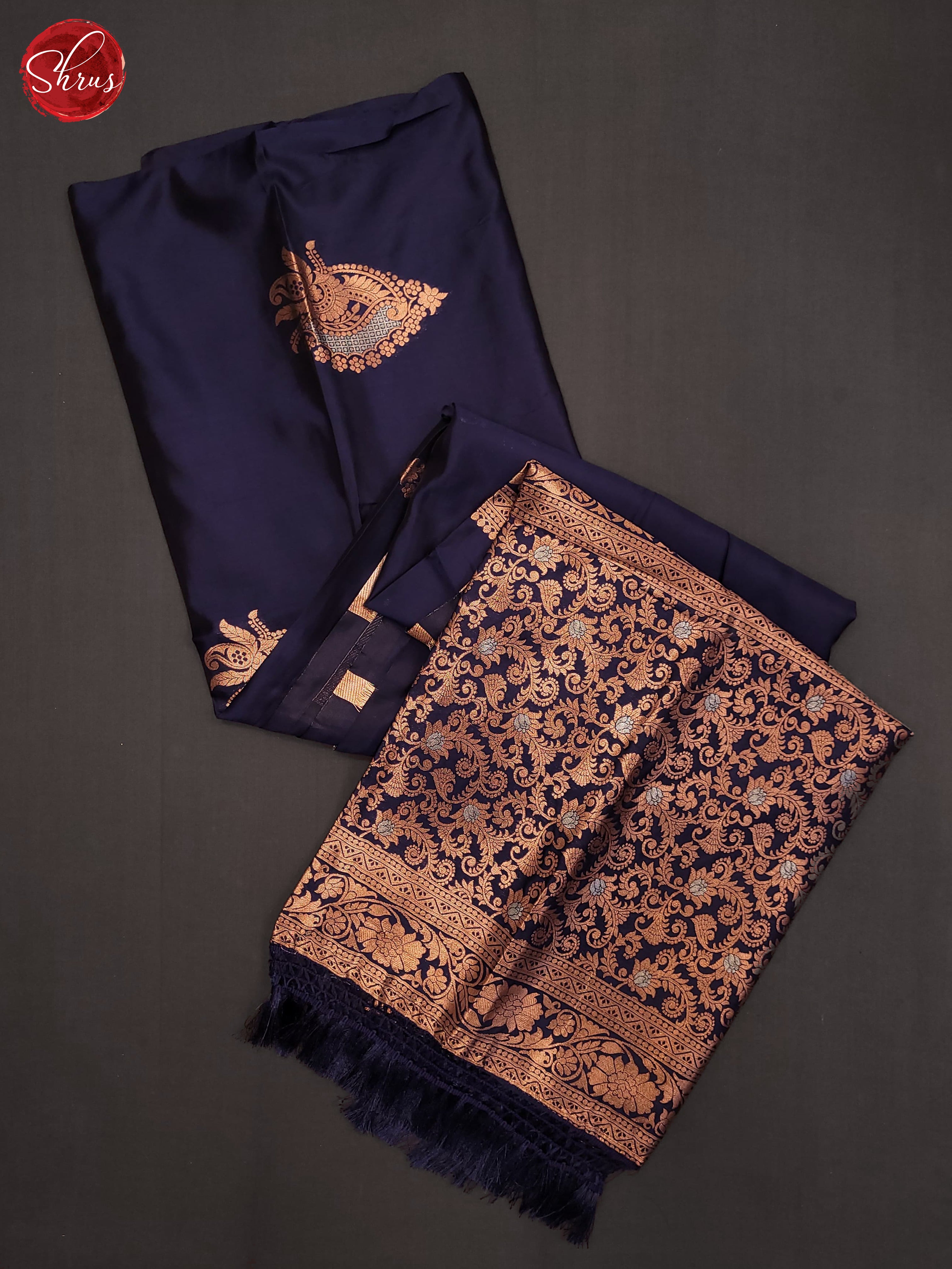 Navy Blue(SIngle Tone) - Semi Softsilk Saree - Shop on ShrusEternity.com