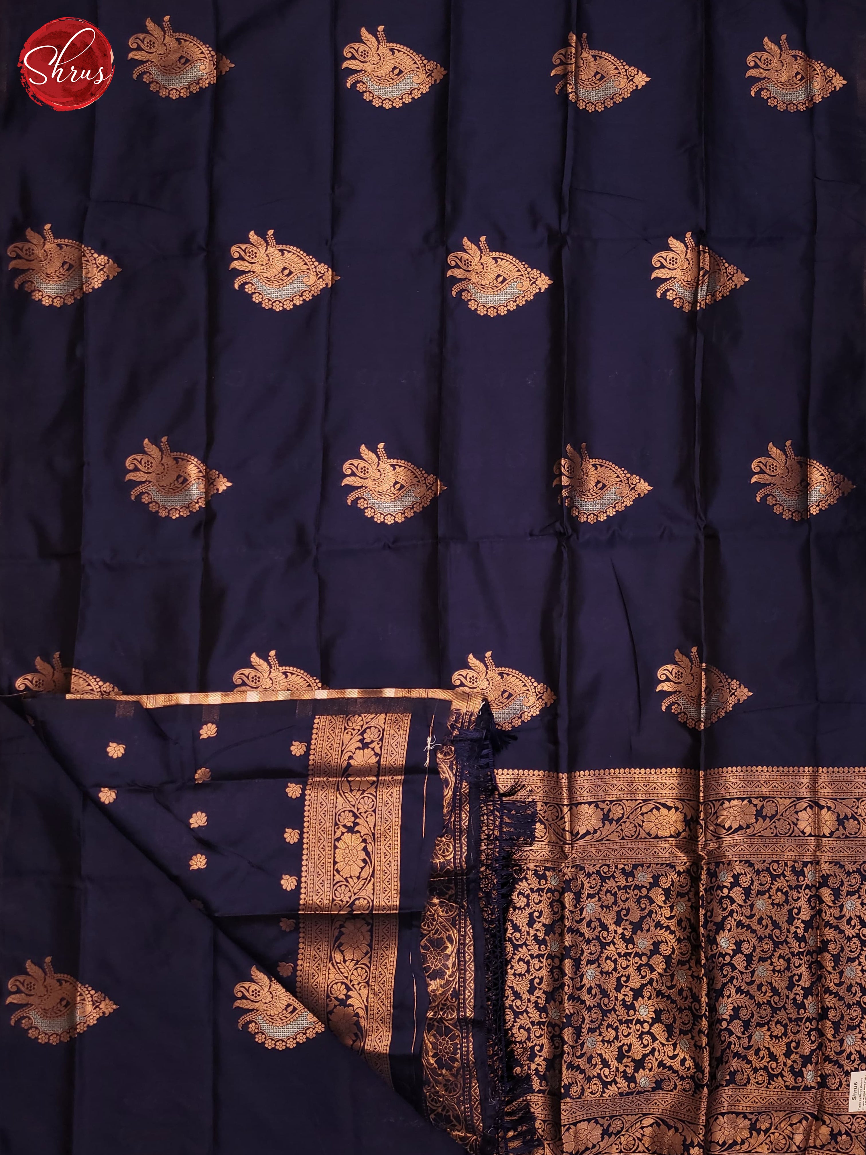 Navy Blue(SIngle Tone) - Semi Softsilk Saree - Shop on ShrusEternity.com