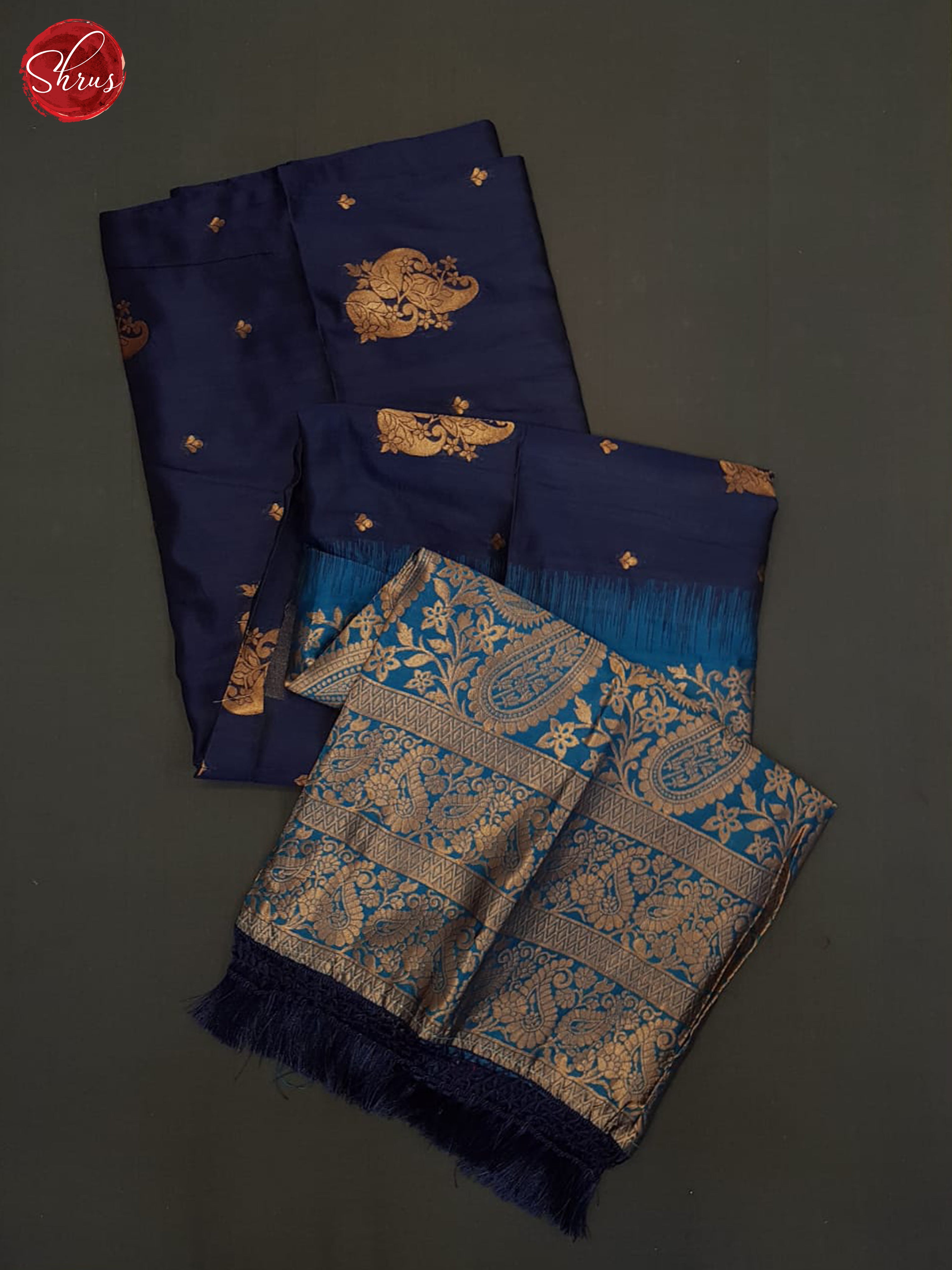 Dark blue and Blue-Semi Soft silk saree - Shop on ShrusEternity.com