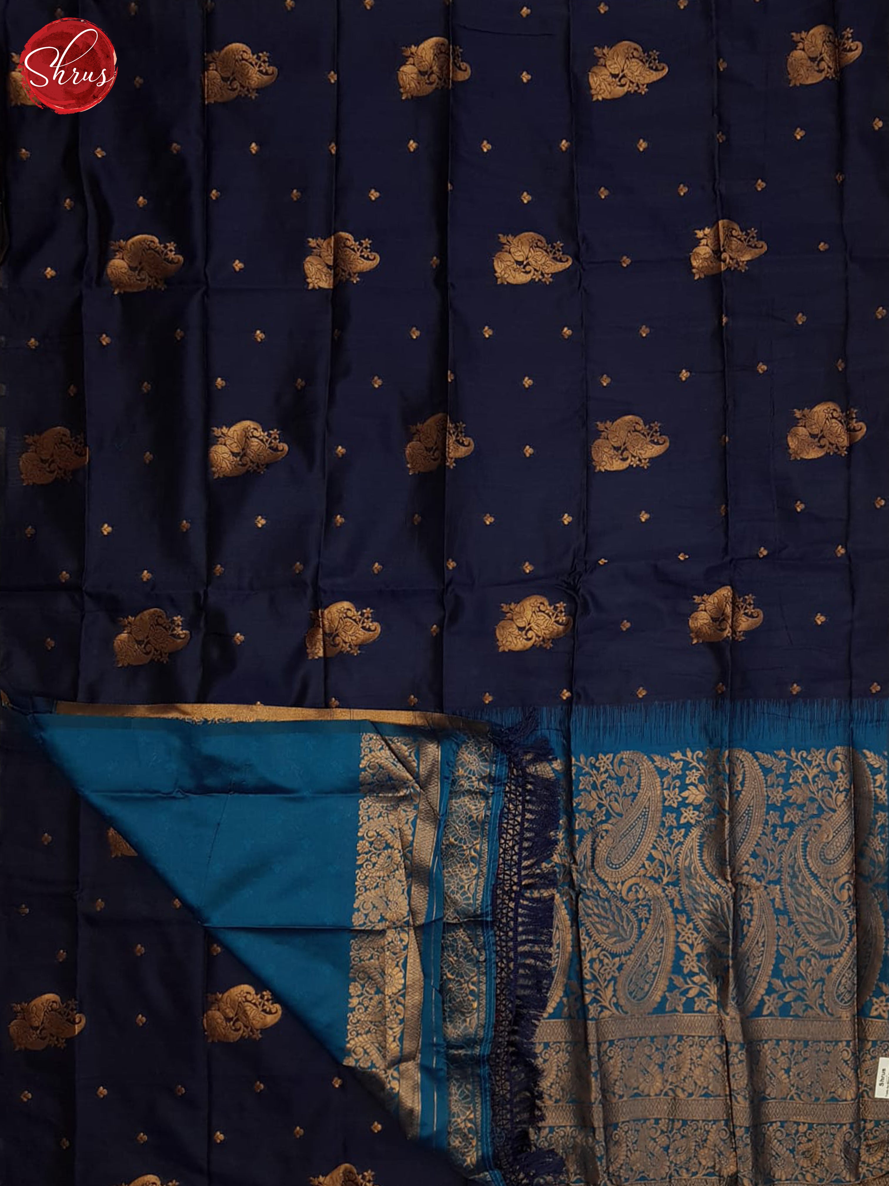 Dark blue and Blue-Semi Soft silk saree - Shop on ShrusEternity.com