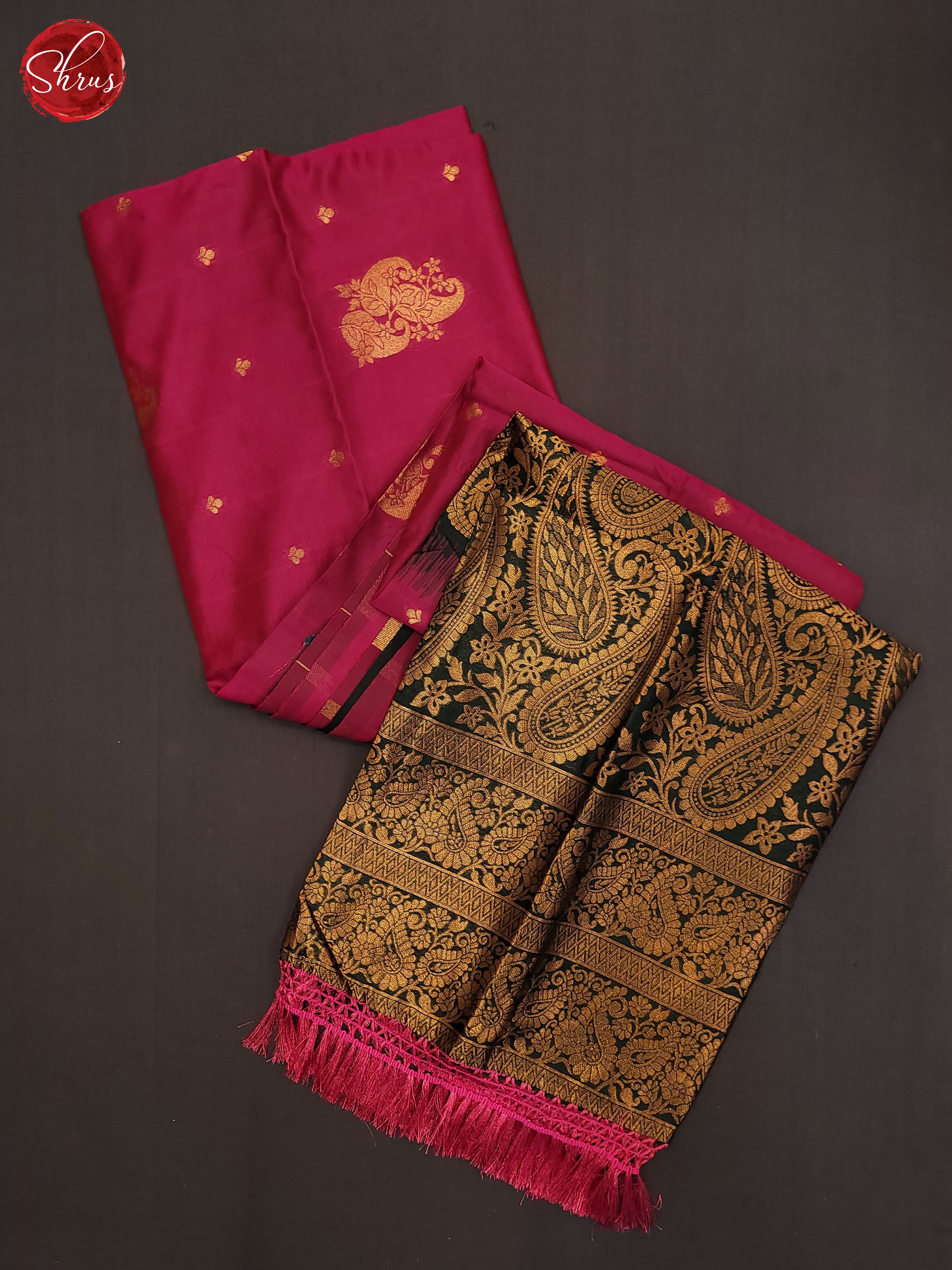 Pink & Green - Semi Softsilk Saree - Shop on ShrusEternity.com