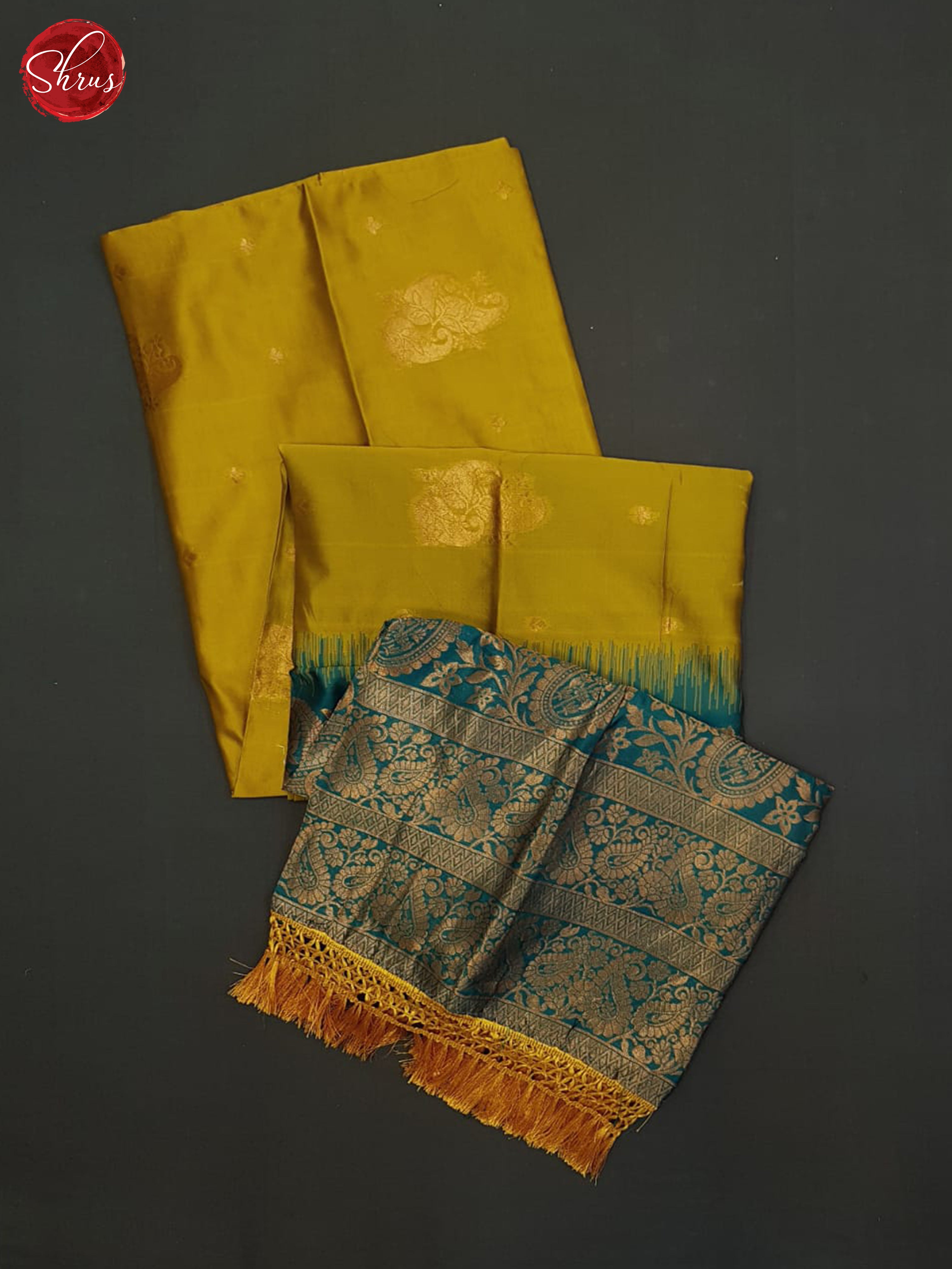 Mustard And Peacock Green-Semi Soft silk saree - Shop on ShrusEternity.com