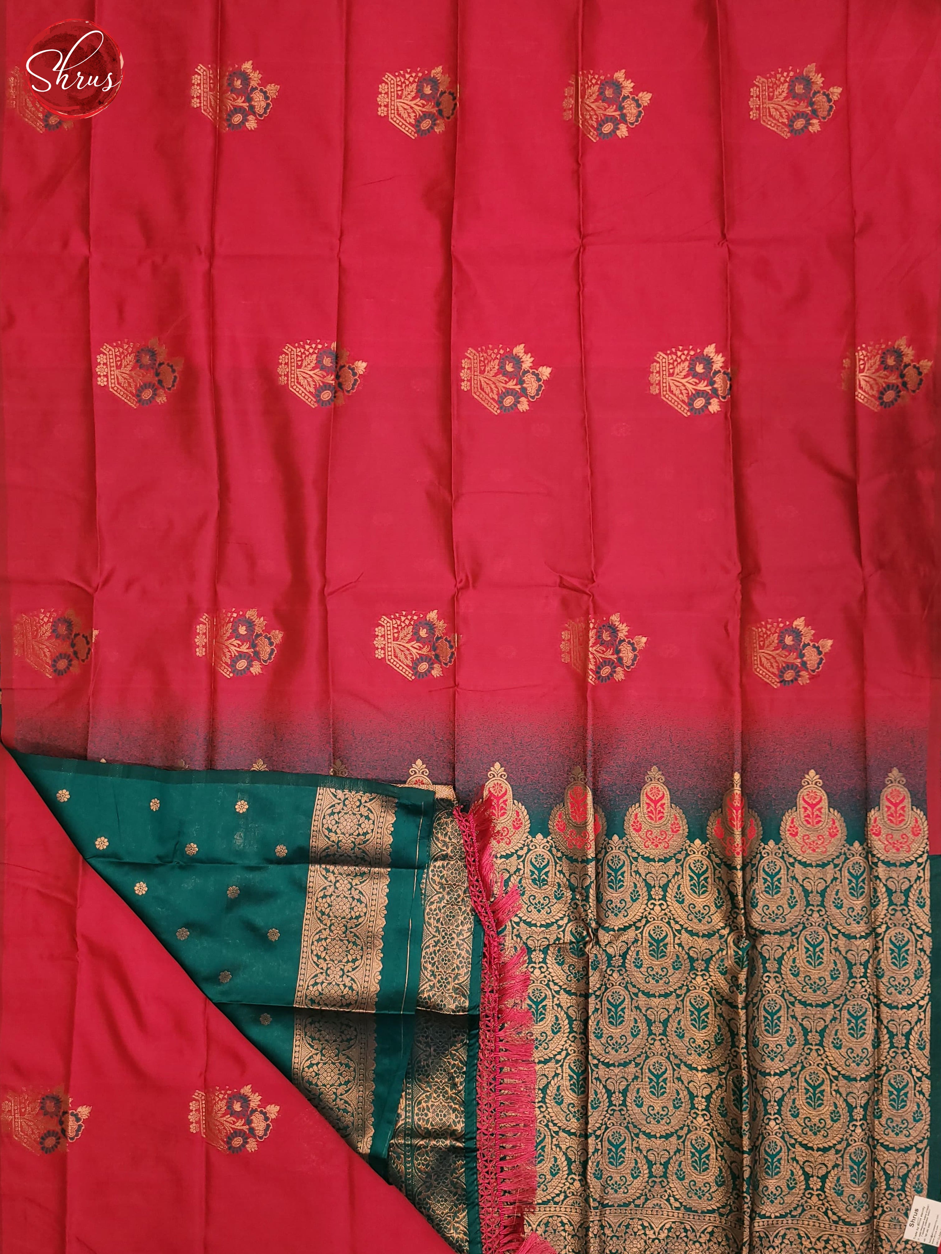 Pink & Green - Semi Softsilk Saree - Shop on ShrusEternity.com