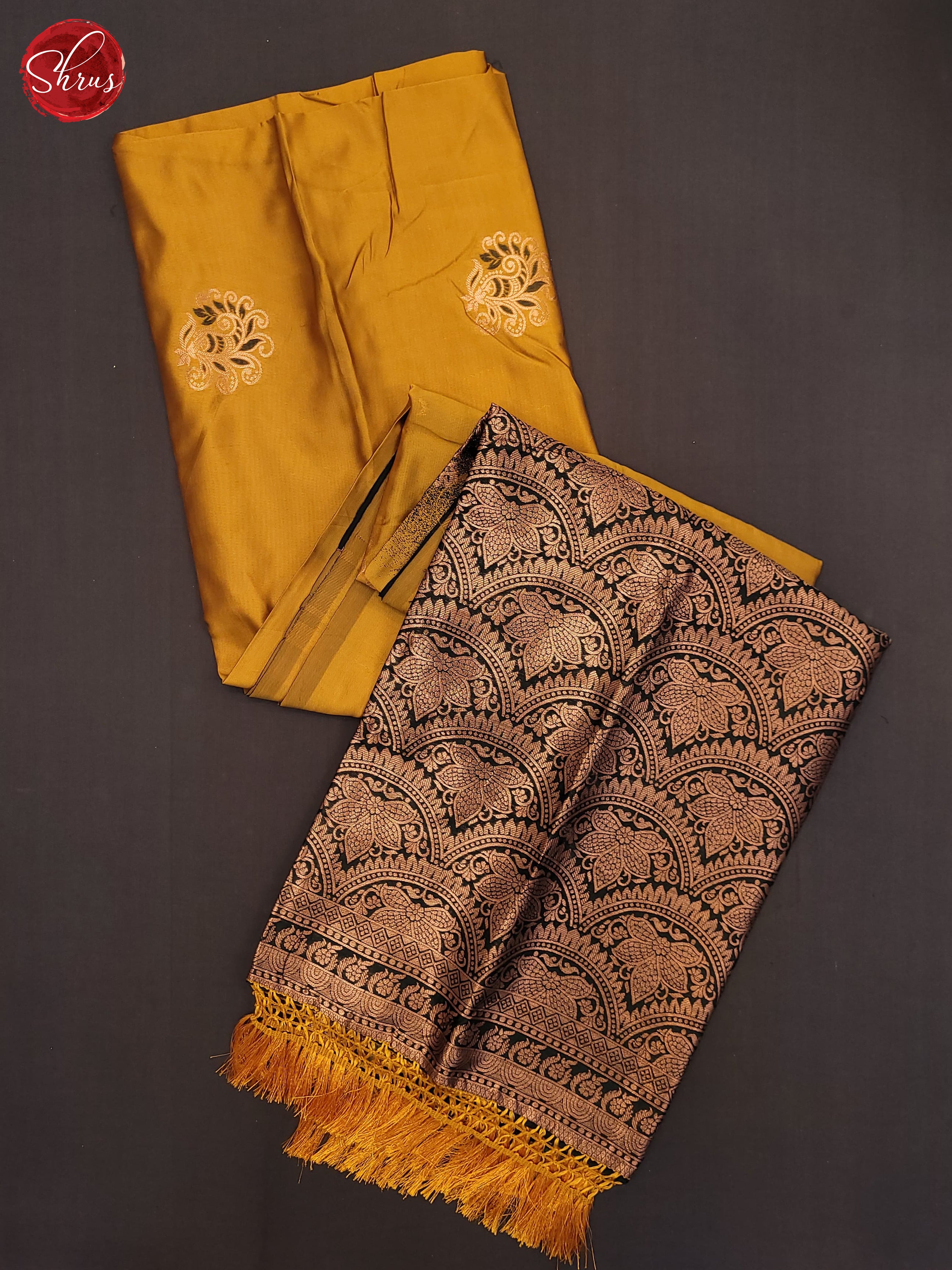 Mustard & Bottle Green - Semi Softsilk Saree - Shop on ShrusEternity.com