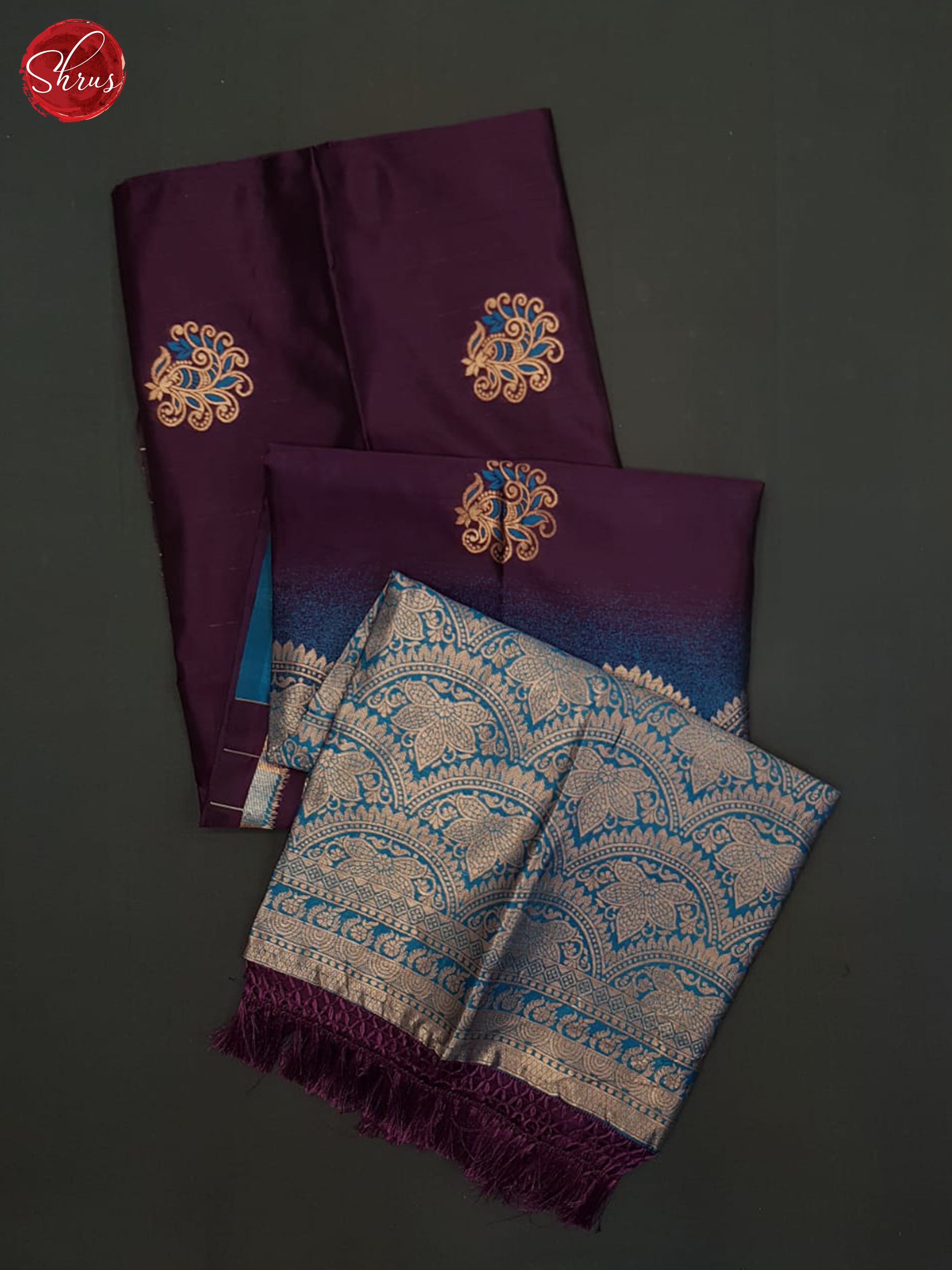 Wine And Blue-Semi Soft silk saree - Shop on ShrusEternity.com