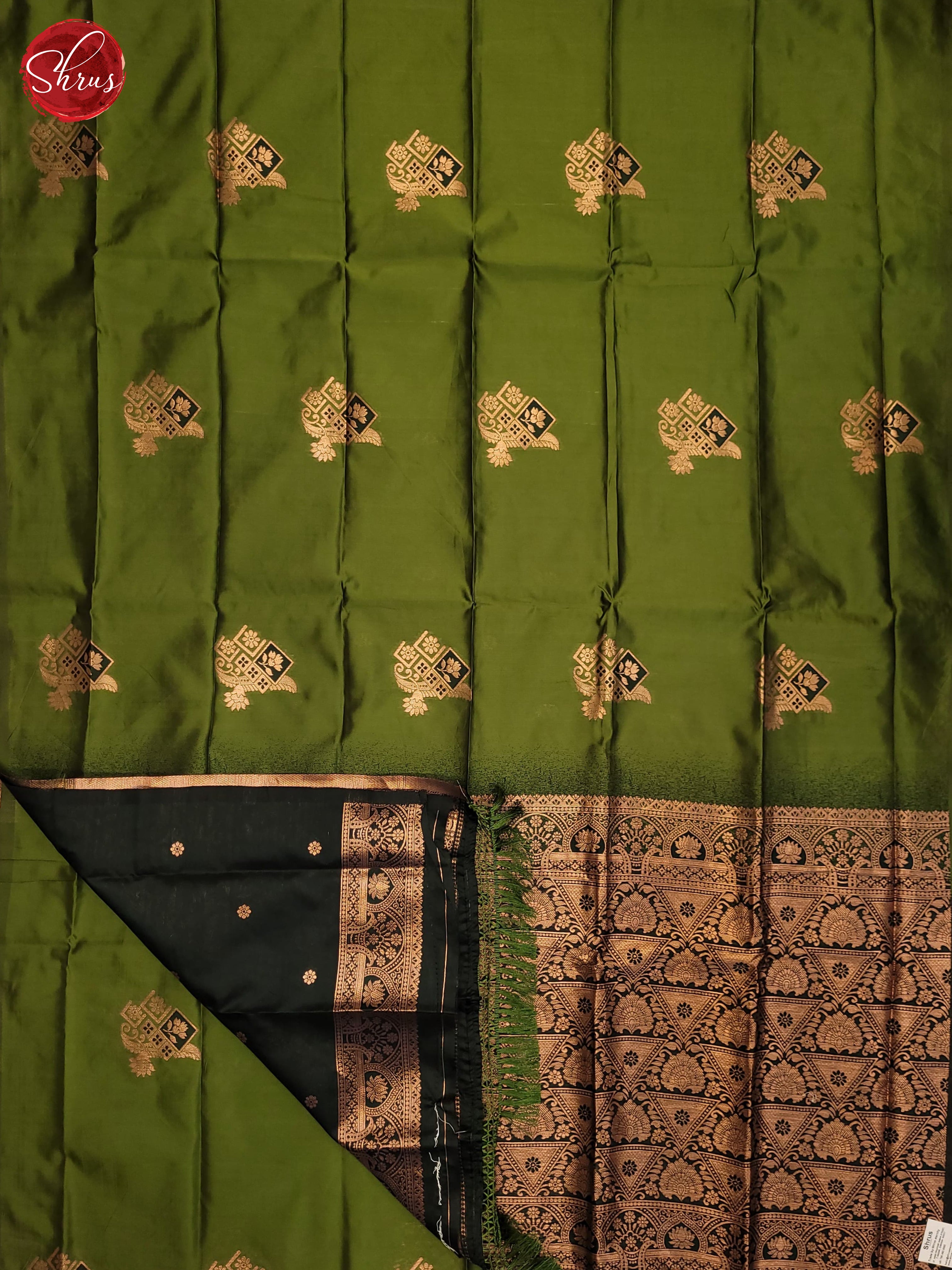 Mehandi Green & Green - Semi Softsilk Saree - Shop on ShrusEternity.com