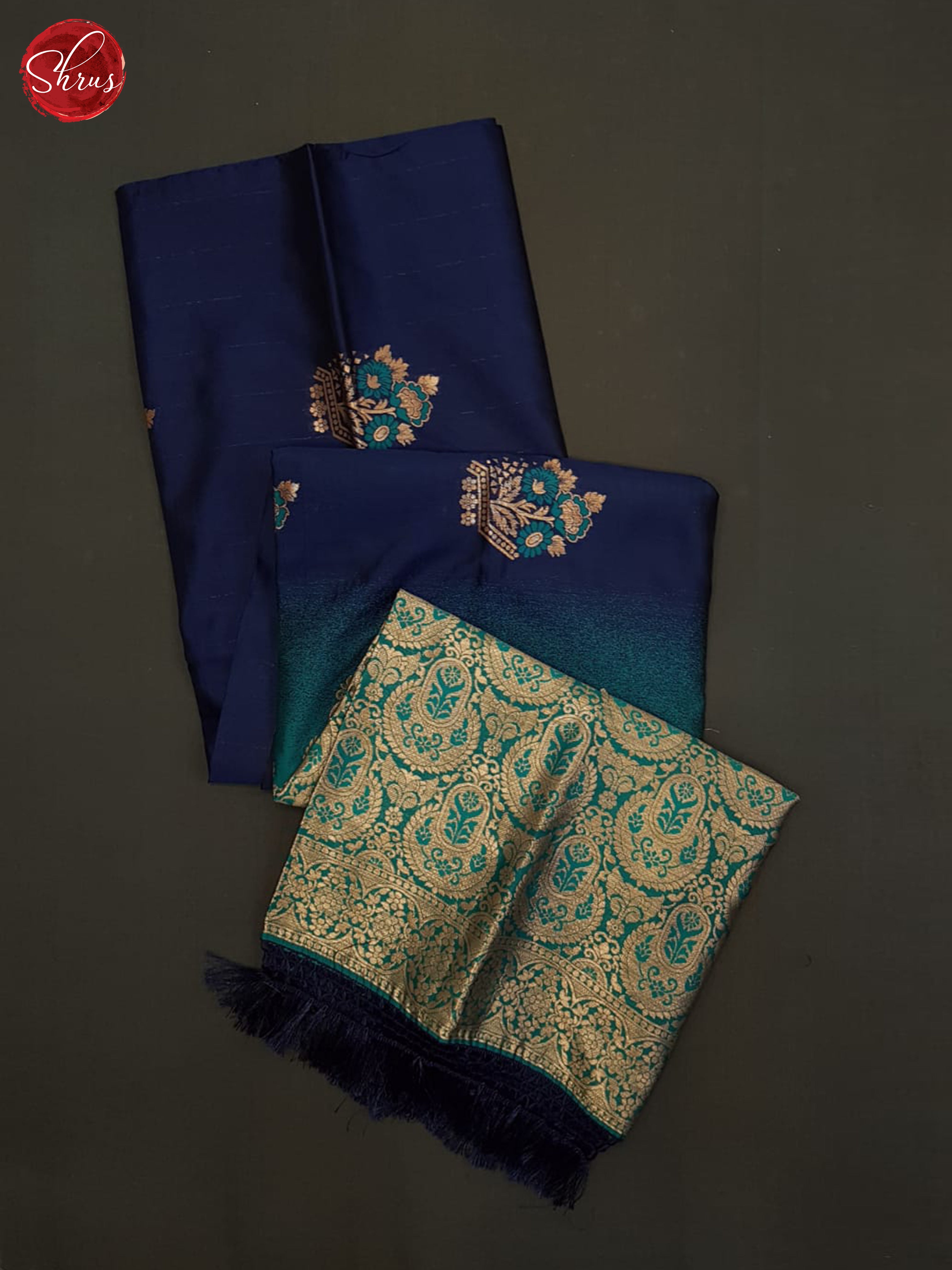 Blue And Peacock Green-Semi soft silk saree - Shop on ShrusEternity.com