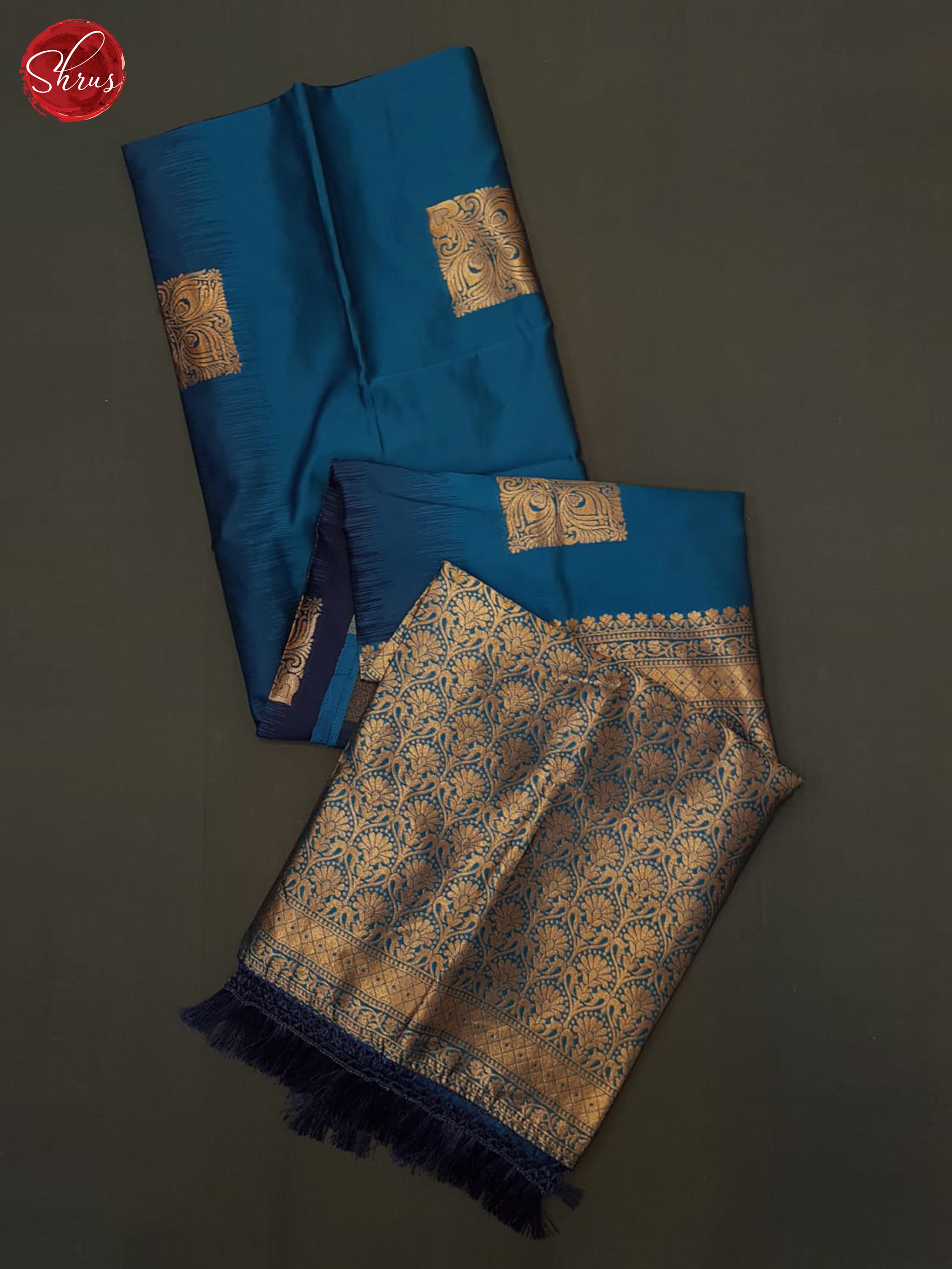Blue & Navy Blue -Semi Softsilk Saree - Shop on ShrusEternity.com
