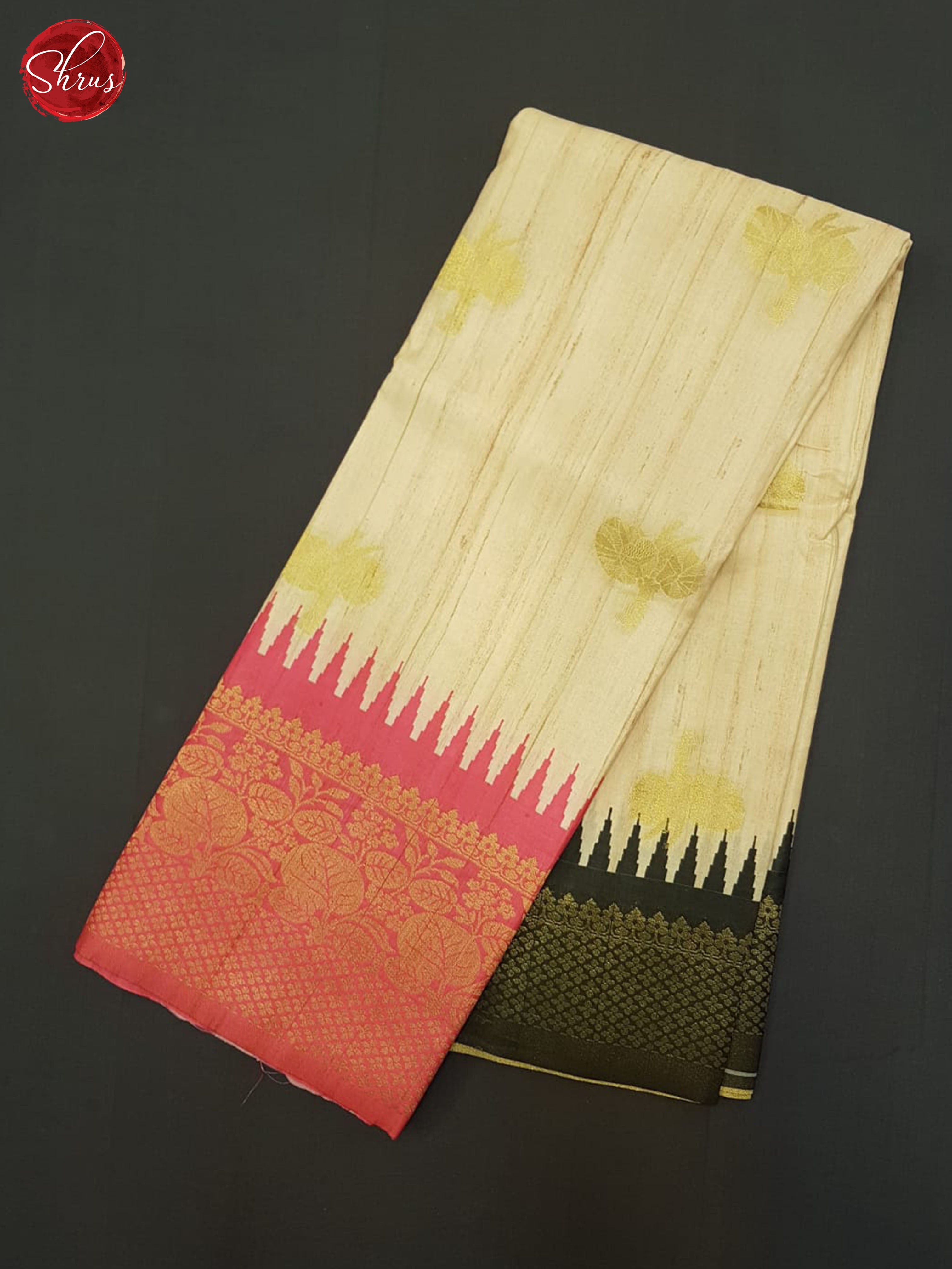 Beige & Pink - Semi Rawsilk Saree - Shop on ShrusEternity.com