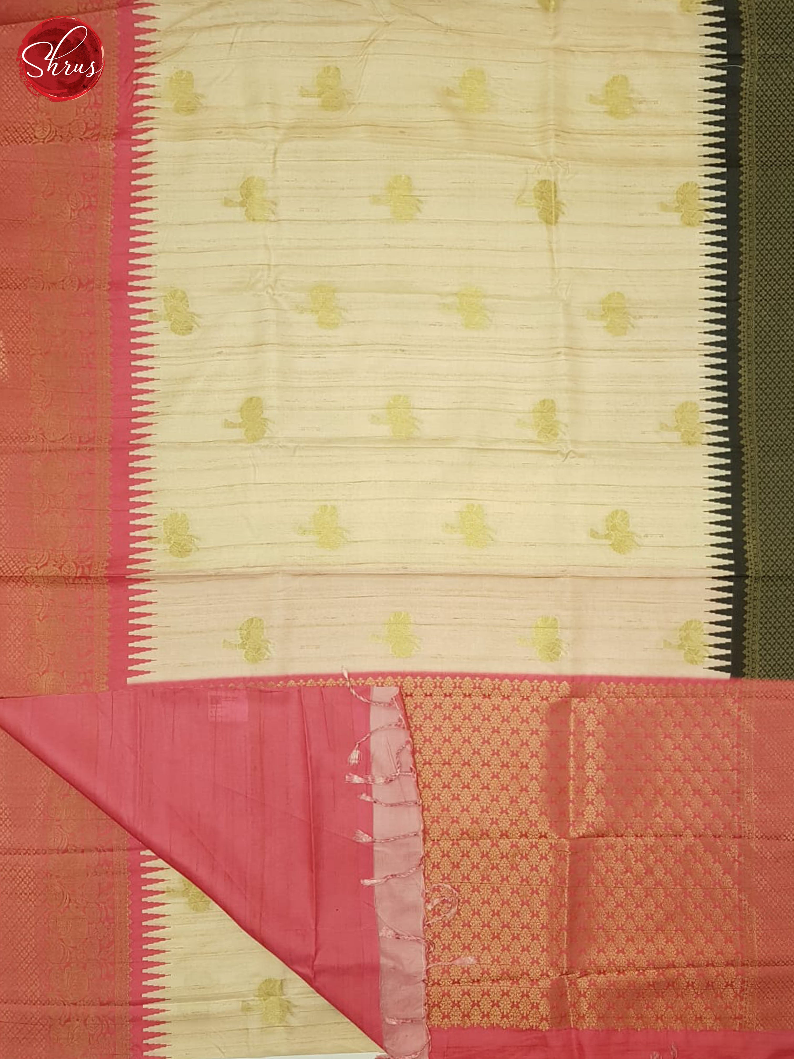 Beige & Pink - Semi Rawsilk Saree - Shop on ShrusEternity.com