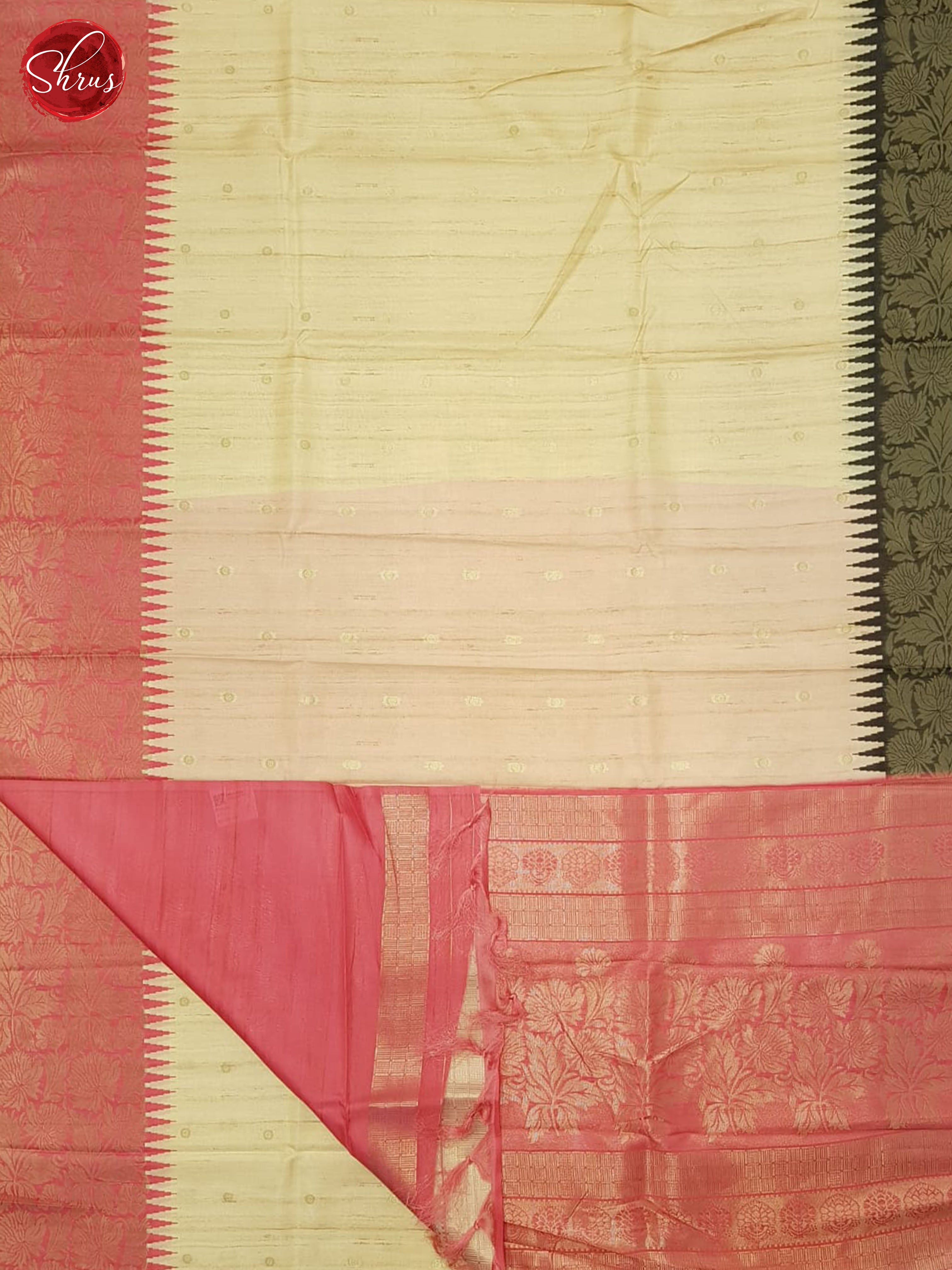 Beige & Pink - Semi Rawsilk Saree - Shop on ShrusEternity.com