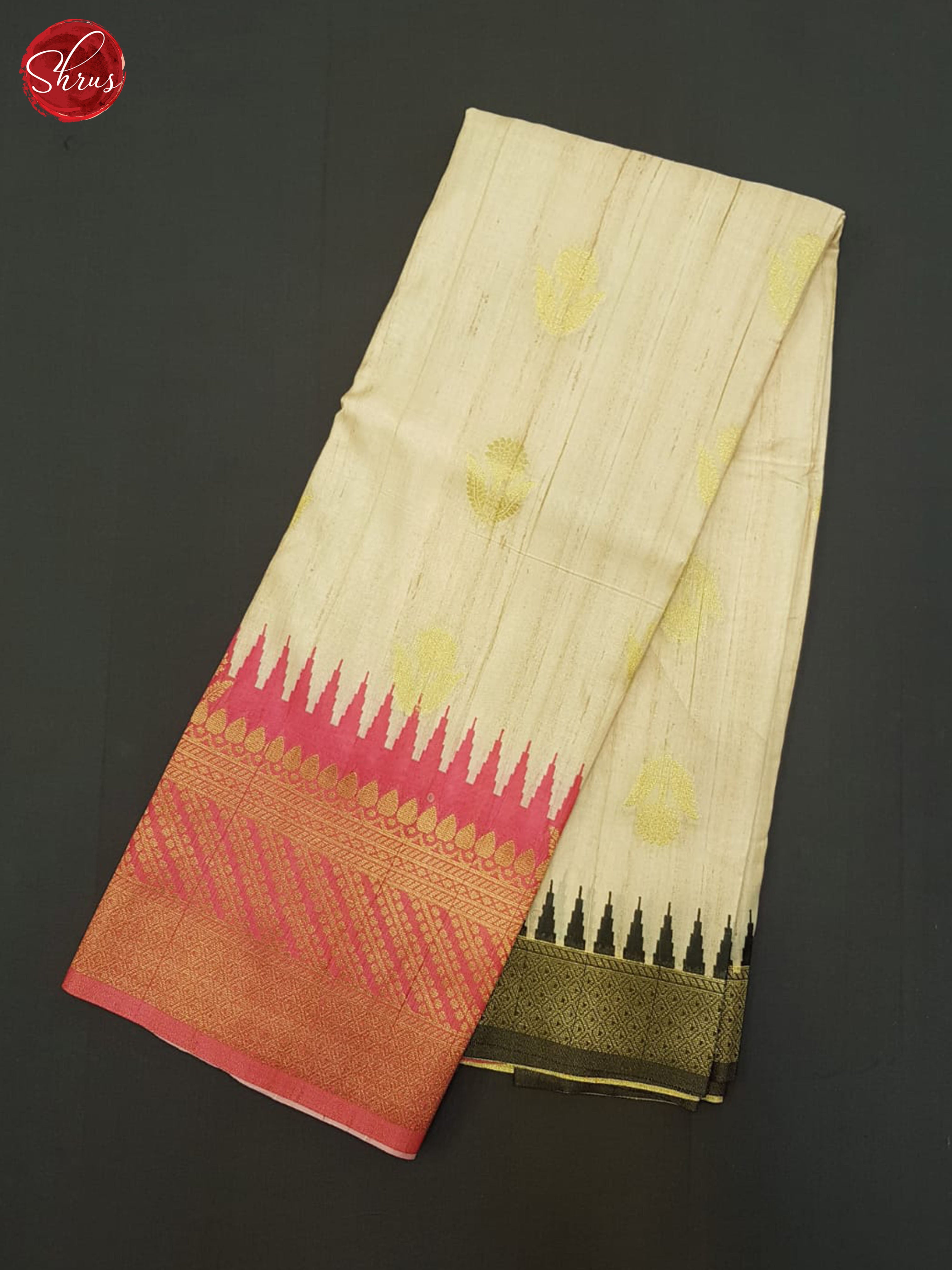 Beige & Pink - Semi Rawsilk Saree - Shop on ShrusEternity.com