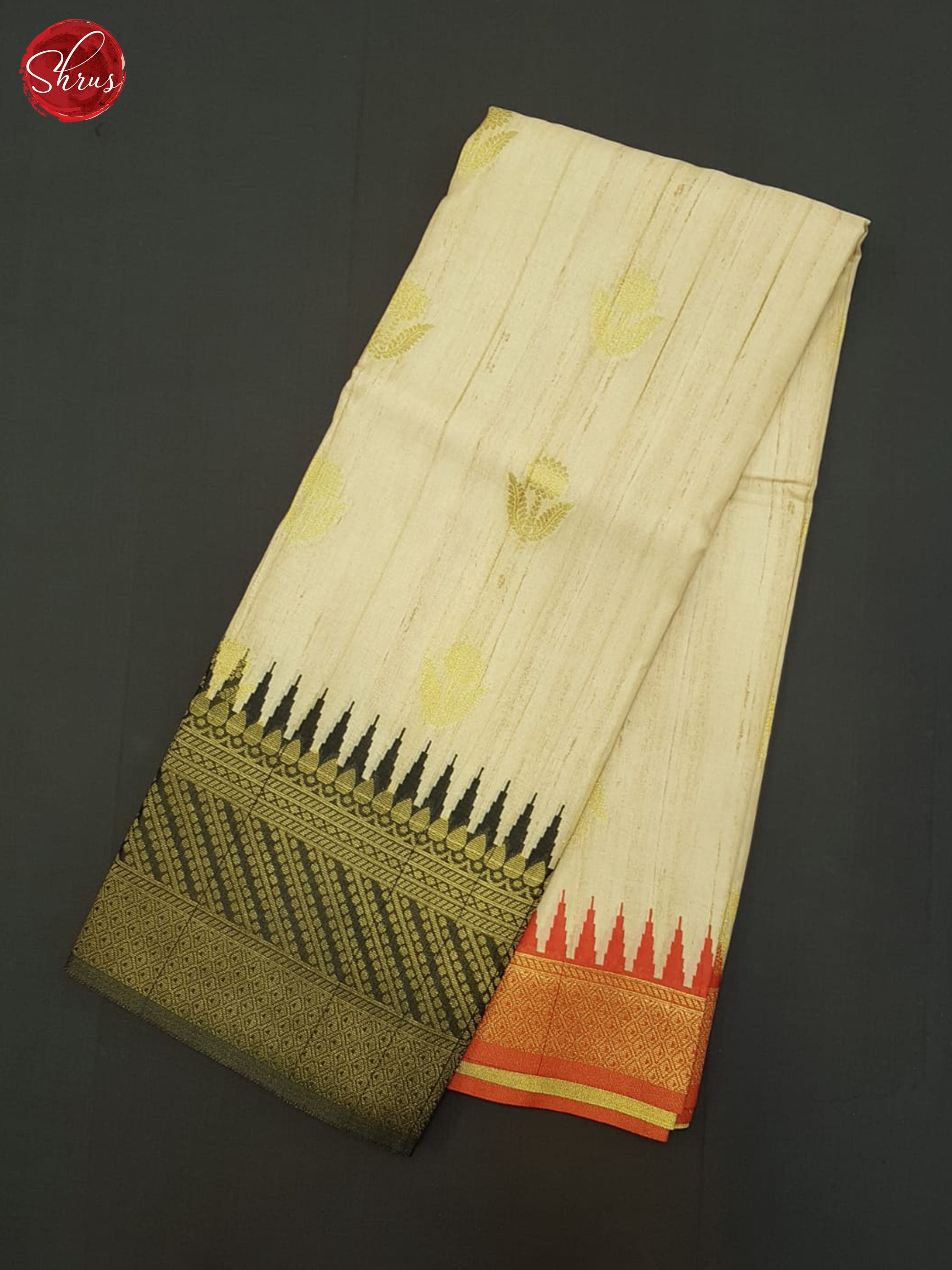 Beige & Grey- Semi Rawsilk Saree - Shop on ShrusEternity.com
