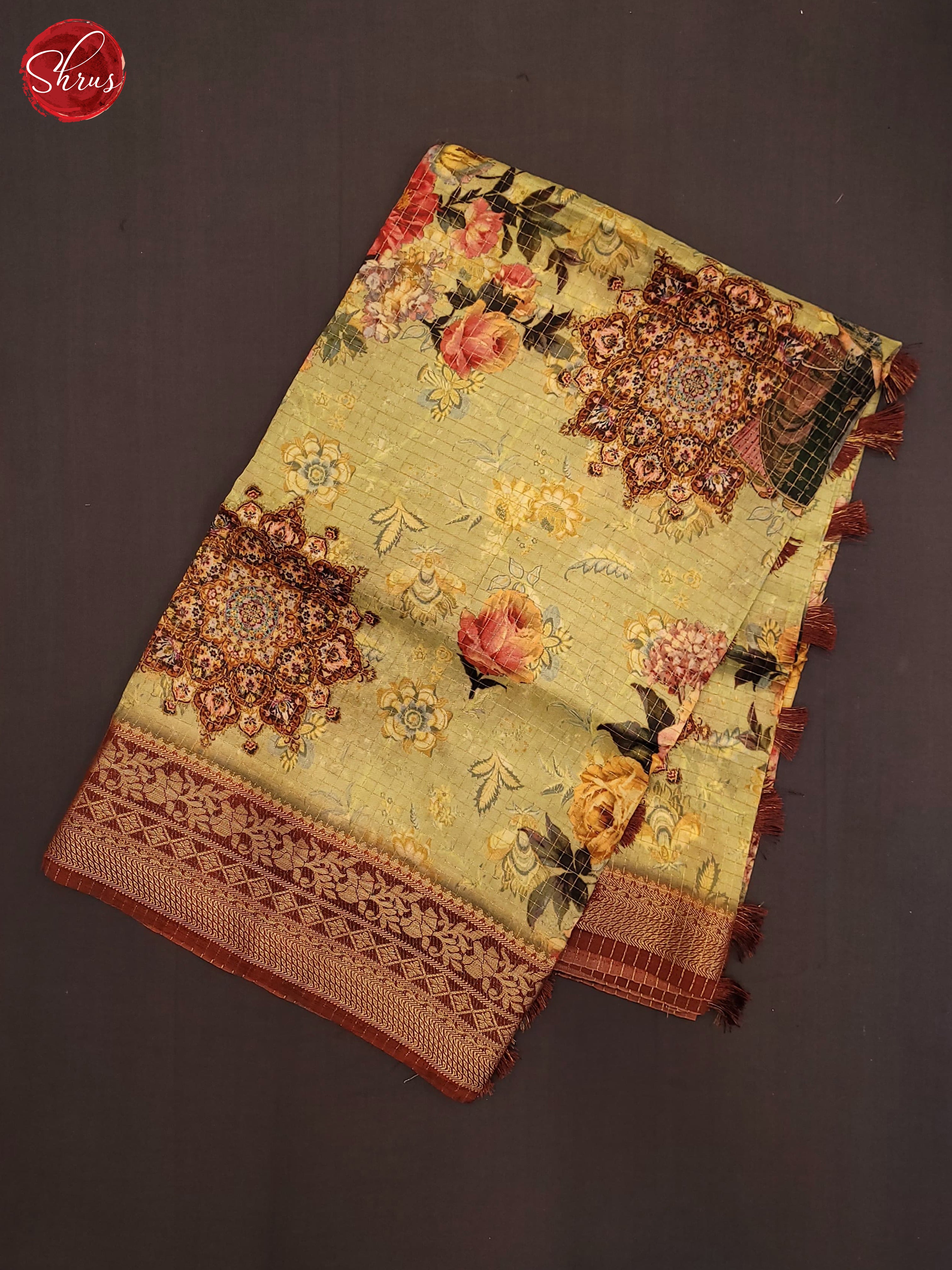 Pista Green & Brown - Semi Crepe Saree - Shop on ShrusEternity.com