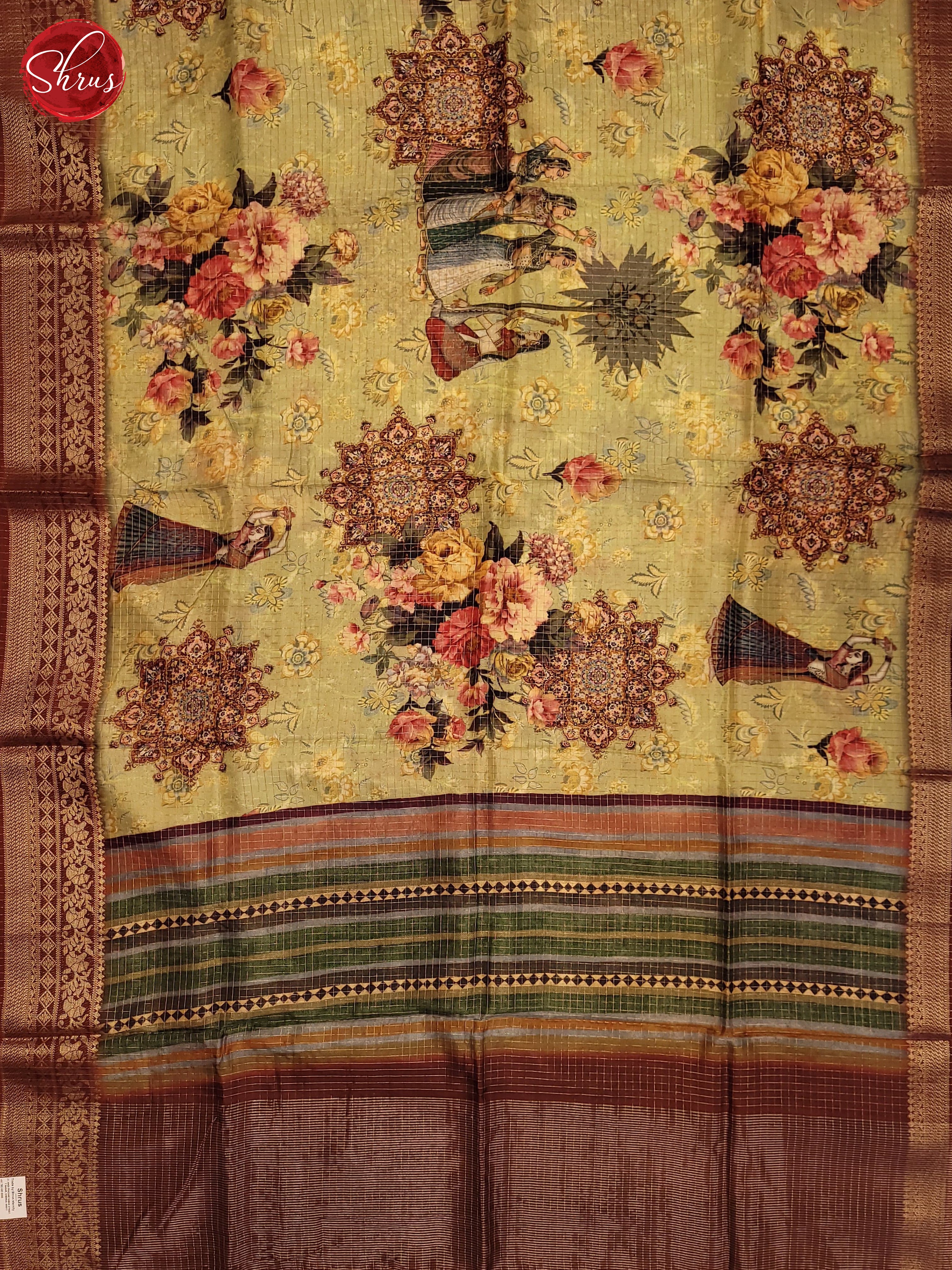 Pista Green & Brown - Semi Crepe Saree - Shop on ShrusEternity.com