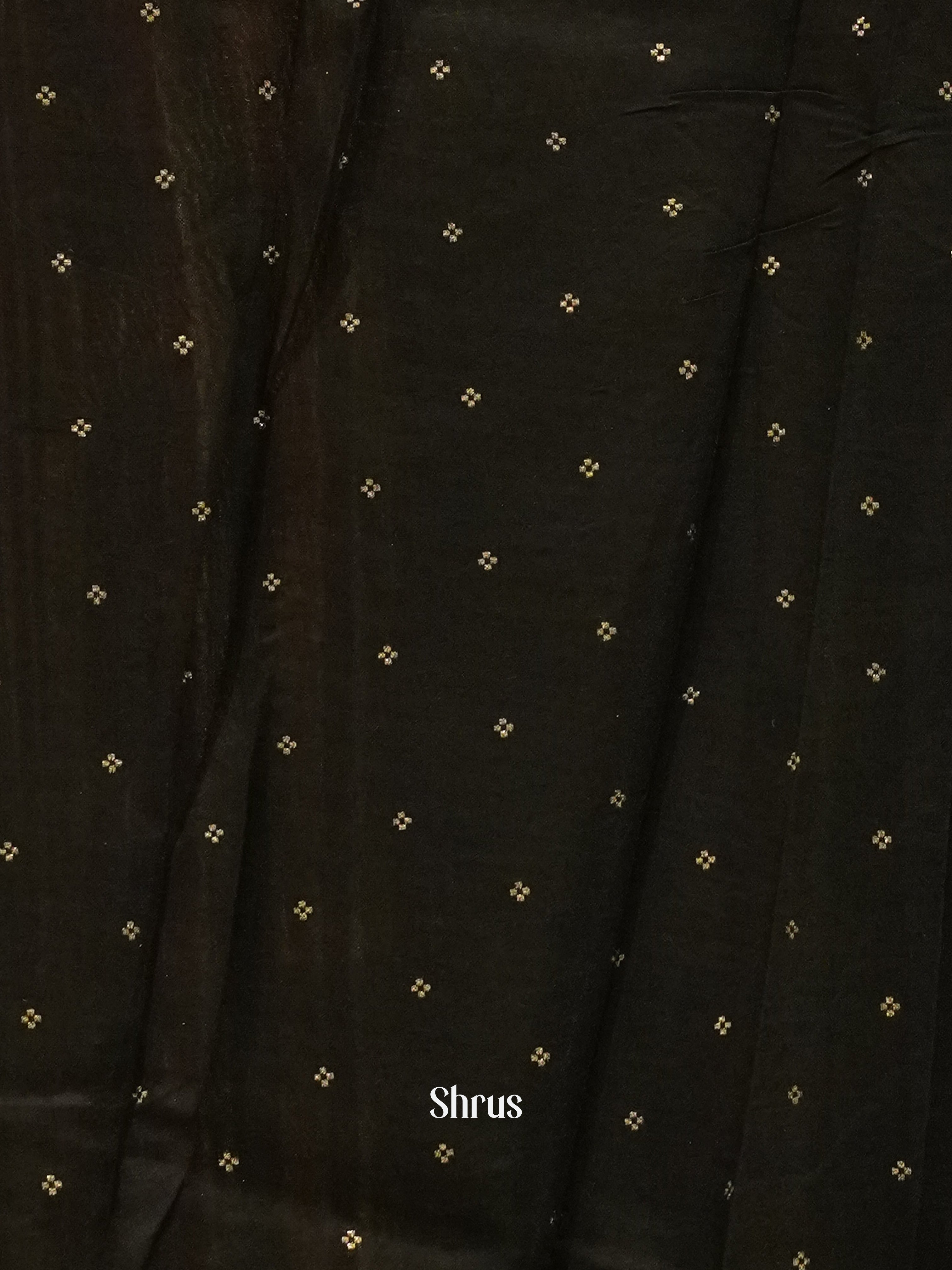 Yellow & Black - Semi Crepe Saree - Shop on ShrusEternity.com