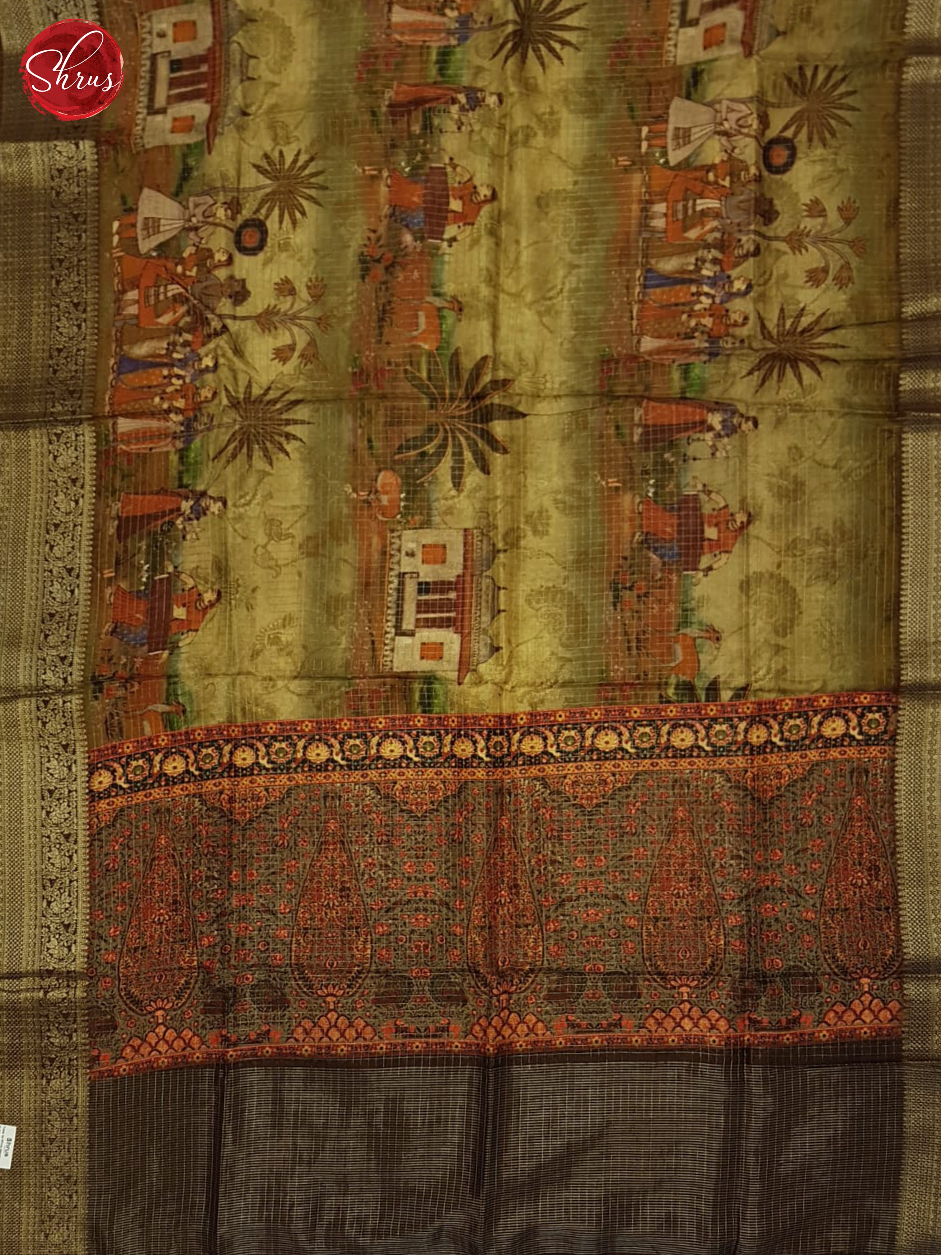 Beige & Brown - Semi Crepe Saree - Shop on ShrusEternity.com