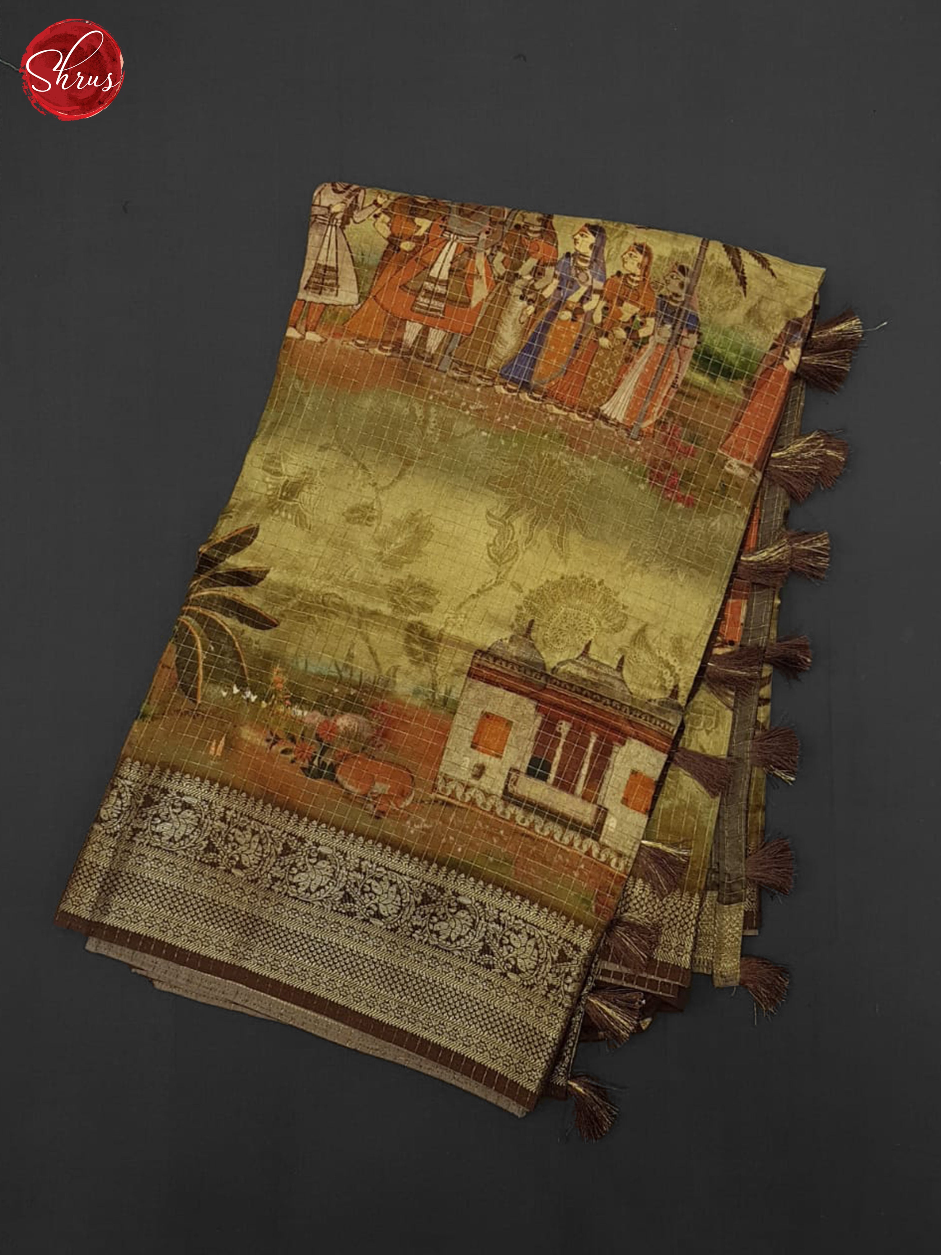 Beige & Brown - Semi Crepe Saree - Shop on ShrusEternity.com