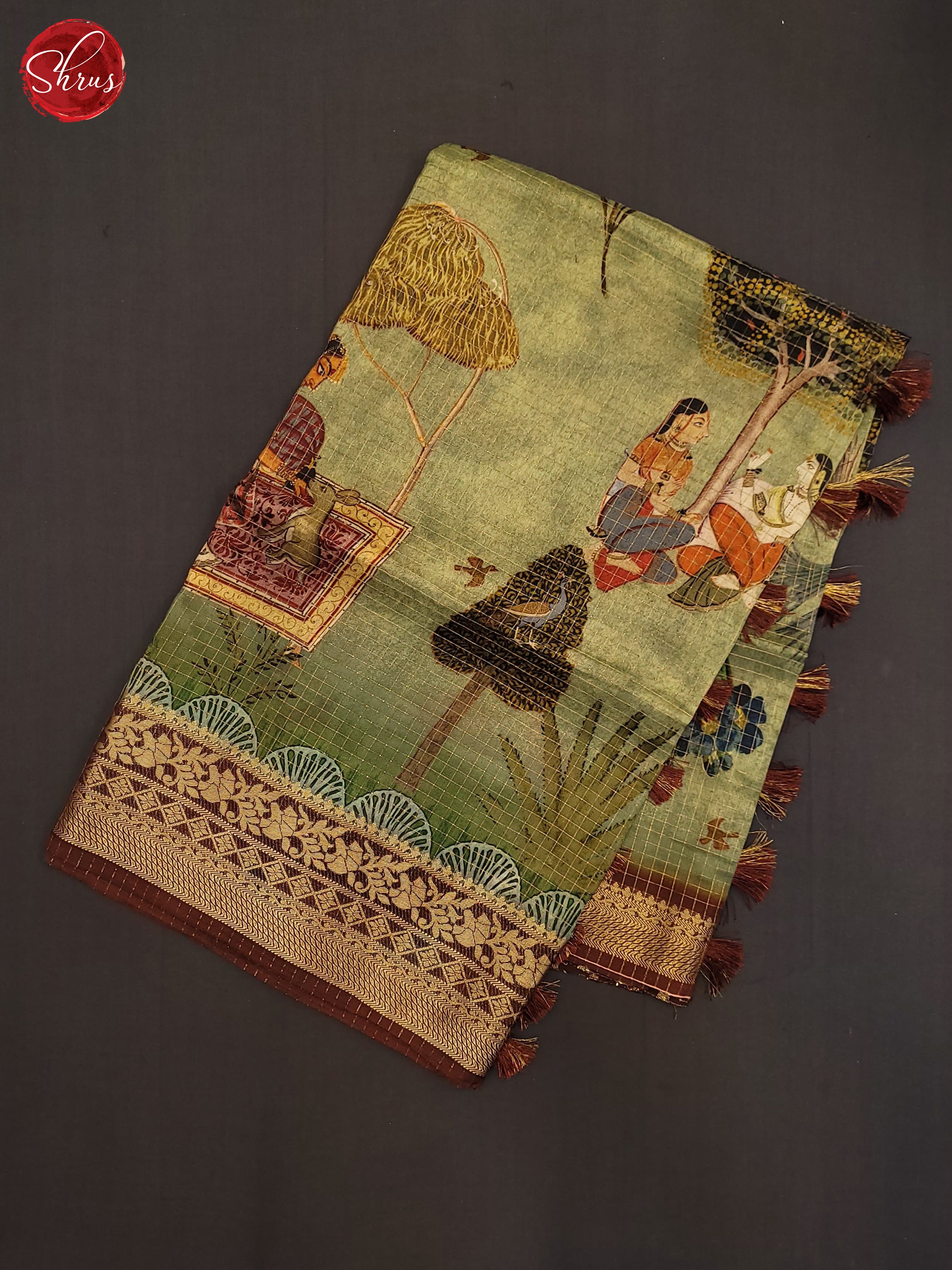 Pista Green& Maroon - Semi Crepe Saree - Shop on ShrusEternity.com