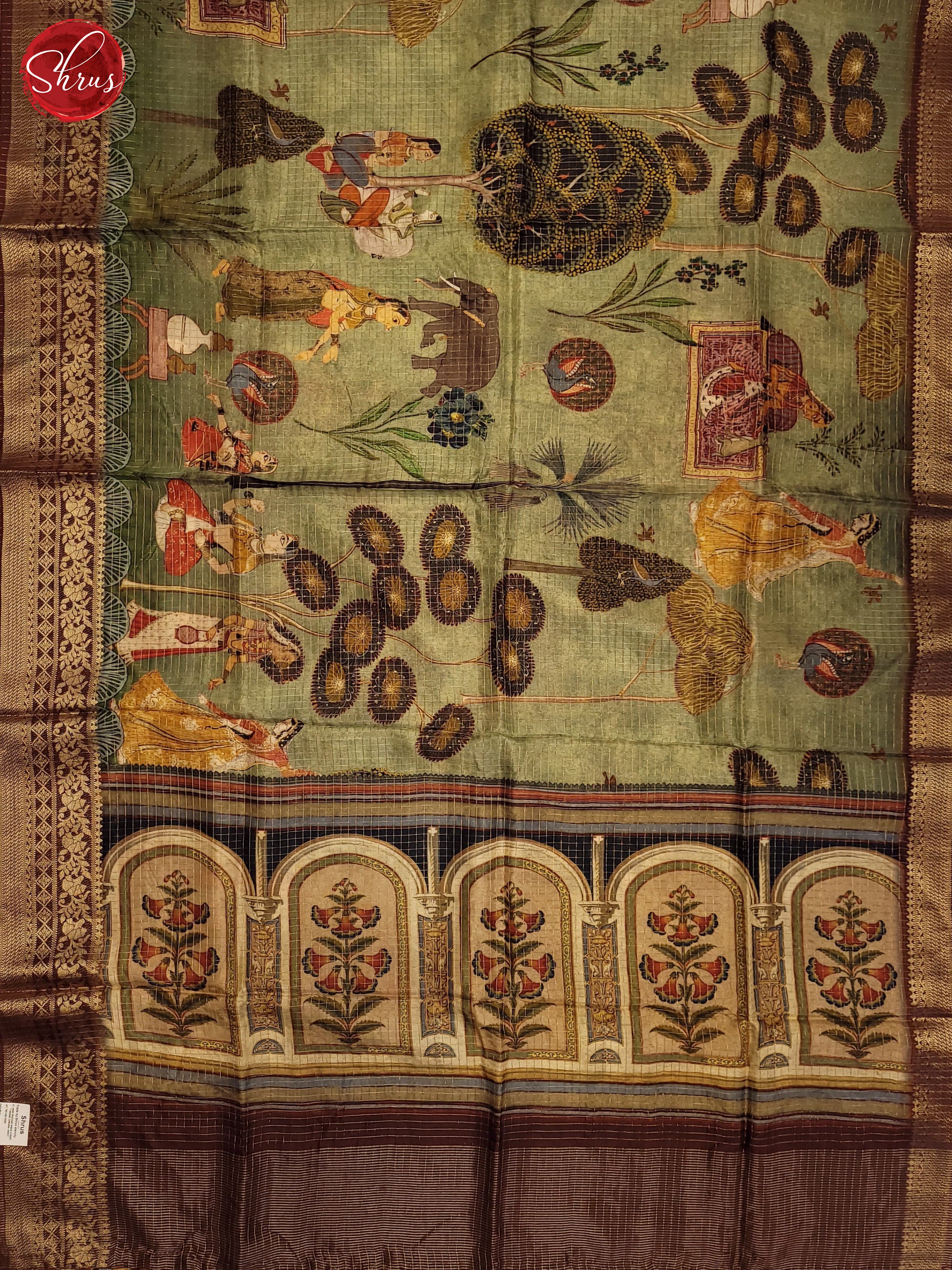 Pista Green& Maroon - Semi Crepe Saree - Shop on ShrusEternity.com