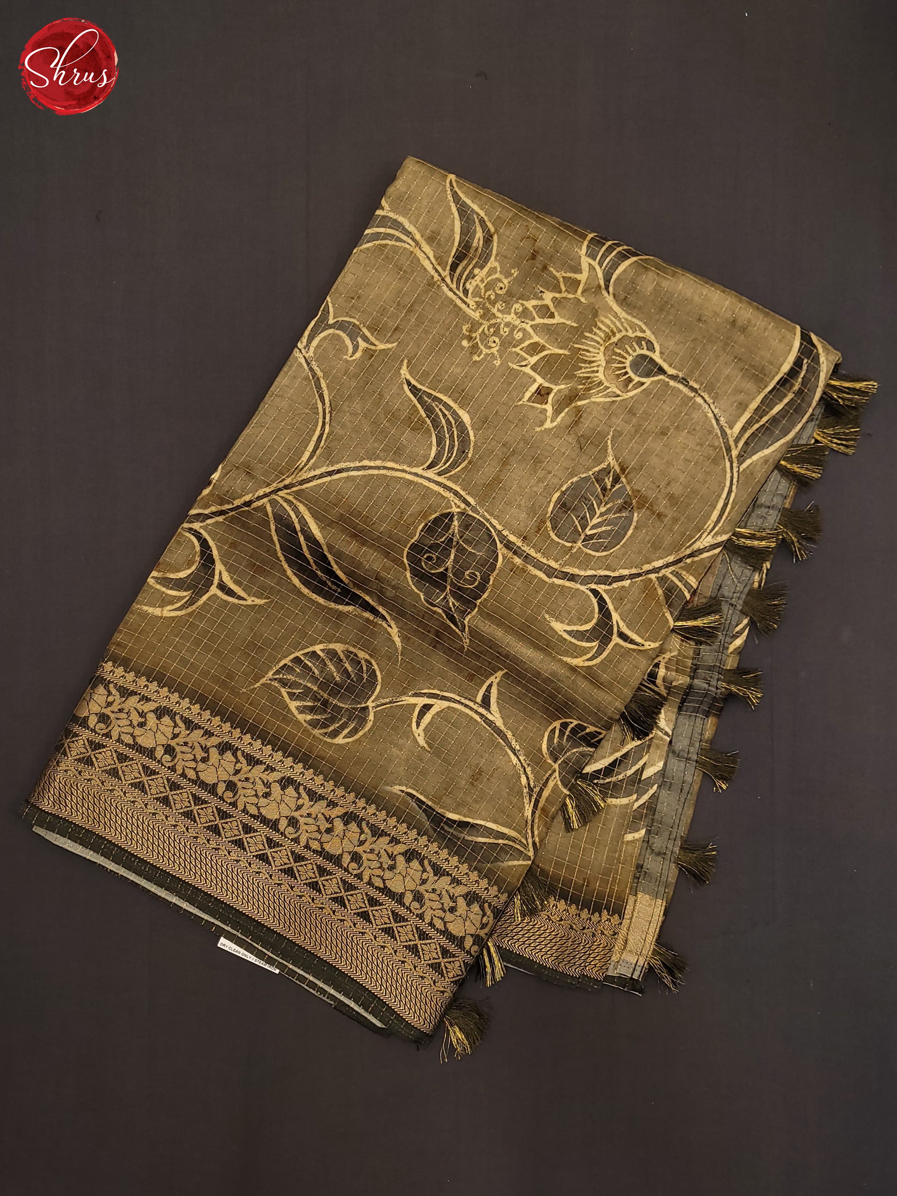 Grey & Brown - Semi Crepe Saree - Shop on ShrusEternity.com