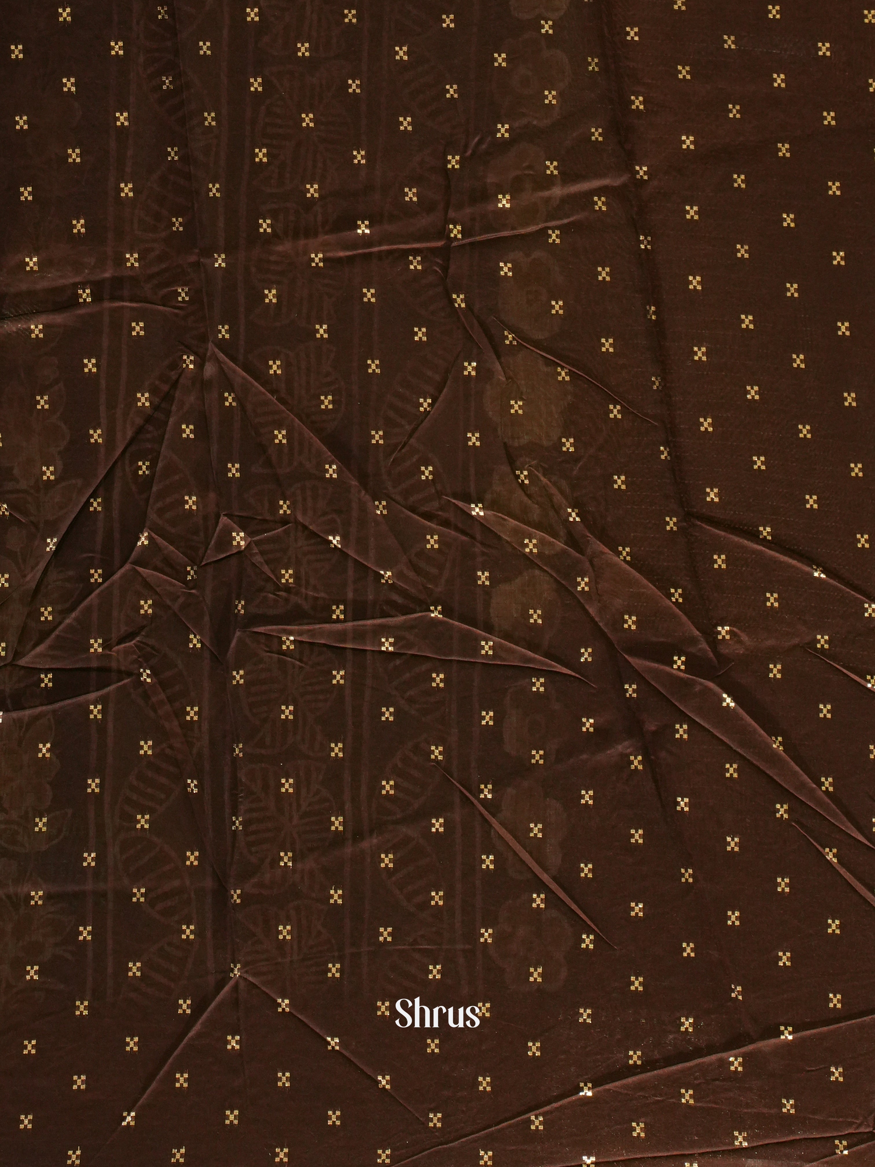 Grey & Brown - Semi Crepe Saree - Shop on ShrusEternity.com