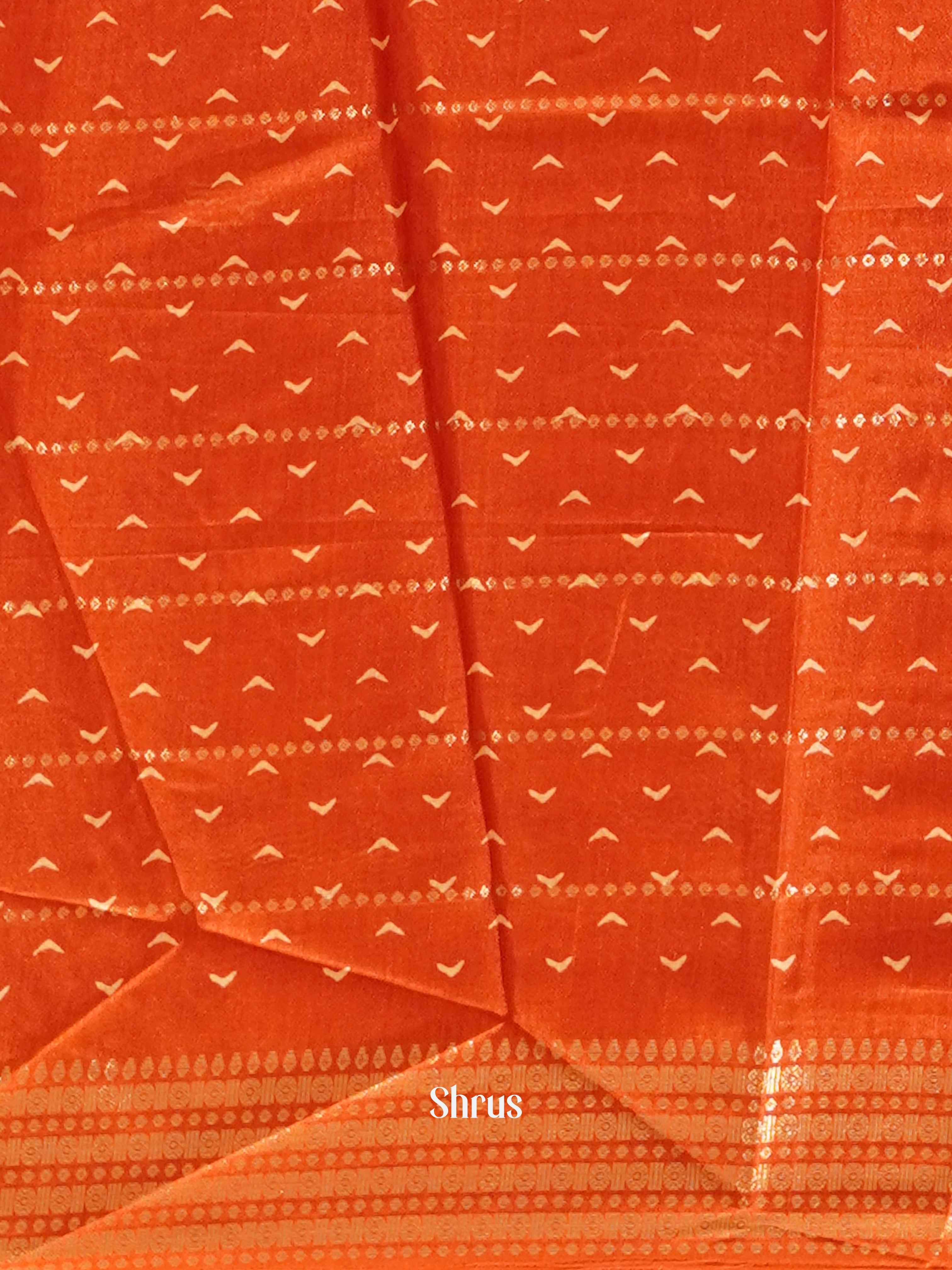 Orangish Red(Single Tone)- Semi Crepe Saree - Shop on ShrusEternity.com