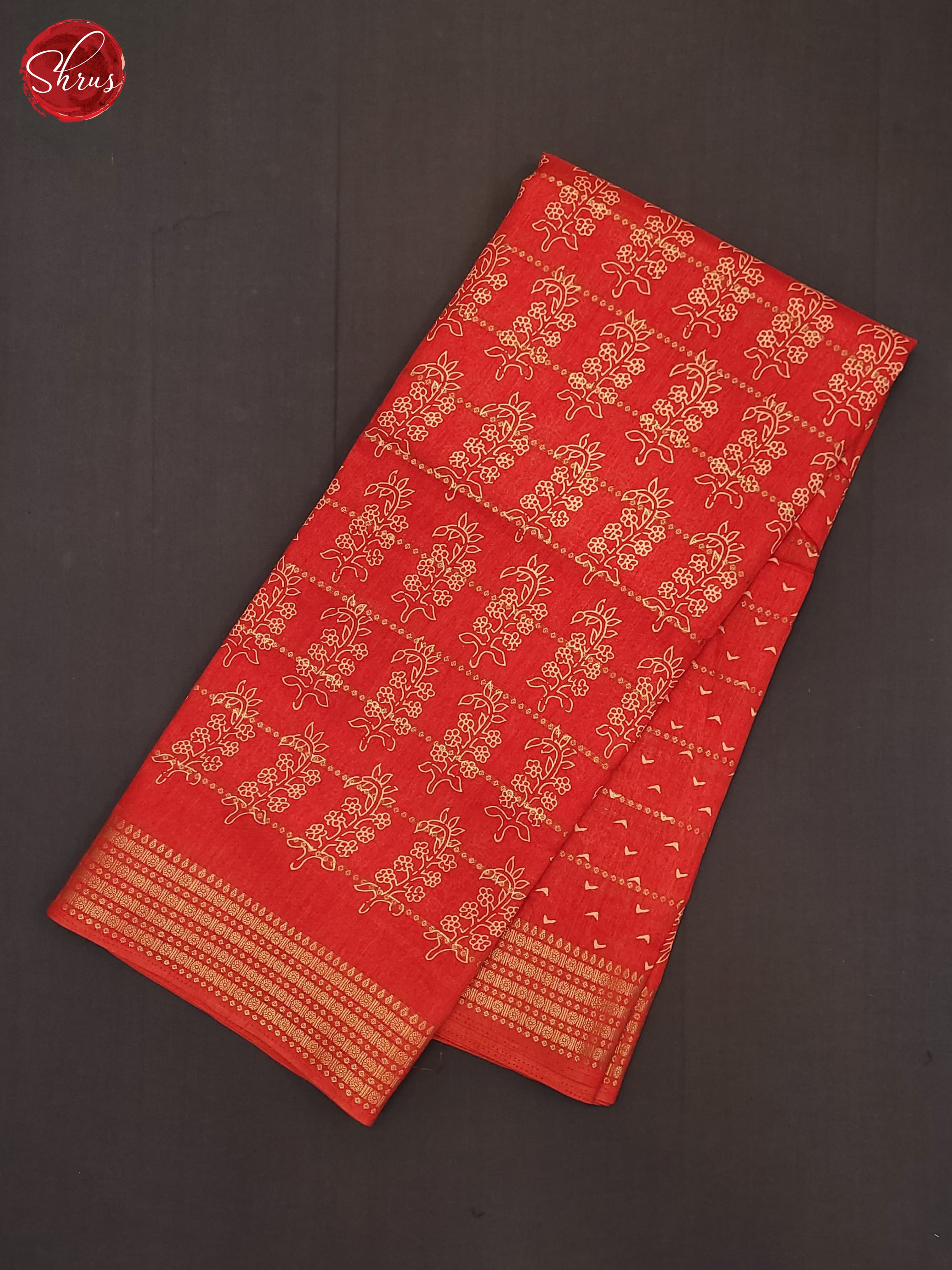 Orangish Red(Single Tone)- Semi Crepe Saree - Shop on ShrusEternity.com