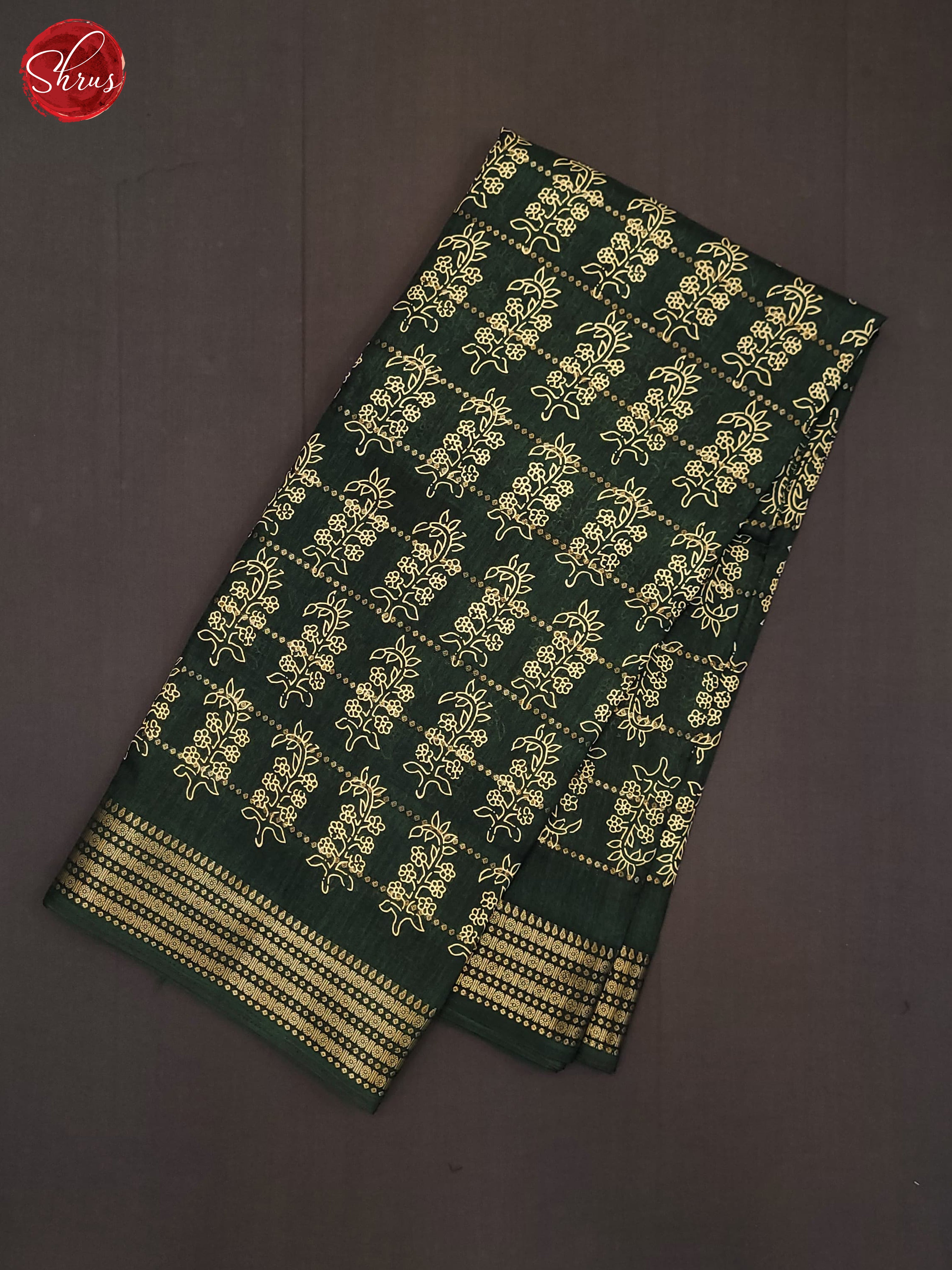 Bottle Green(Single Tone)- Semi Crepe Saree - Shop on ShrusEternity.com