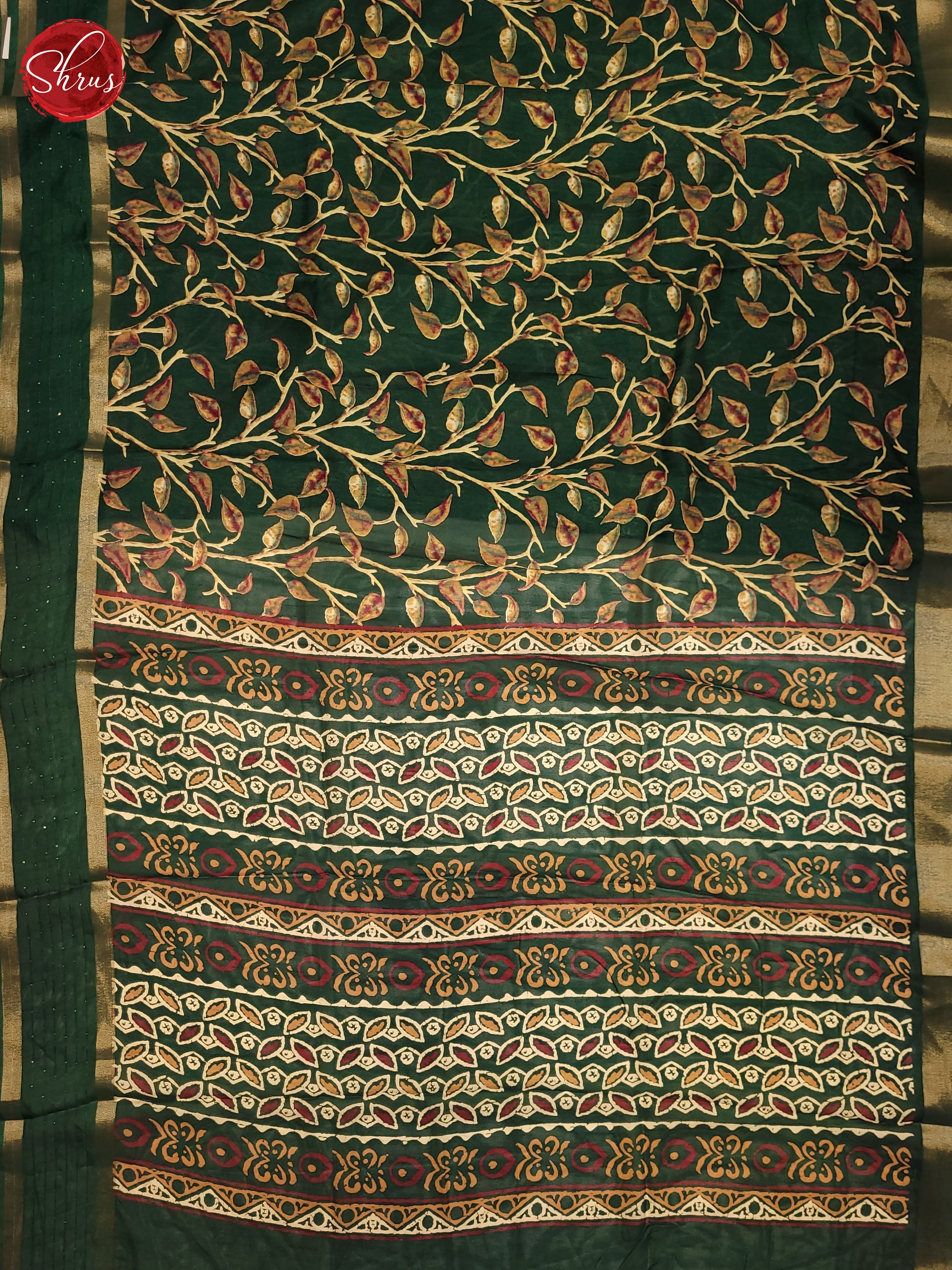 Green(Single Tone)- Semi Crepe Saree - Shop on ShrusEternity.com