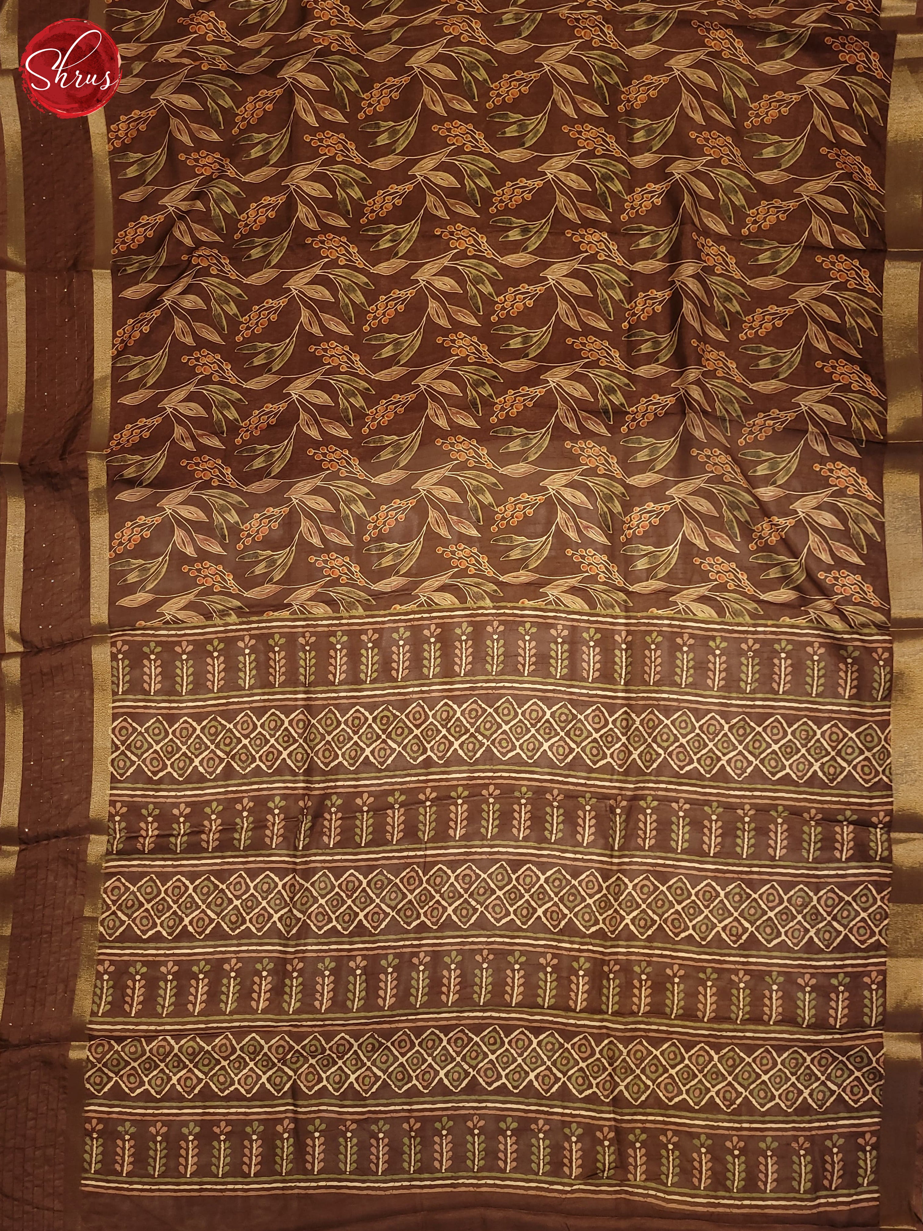 Brown(Single Tone)- Semi Crepe Saree - Shop on ShrusEternity.com