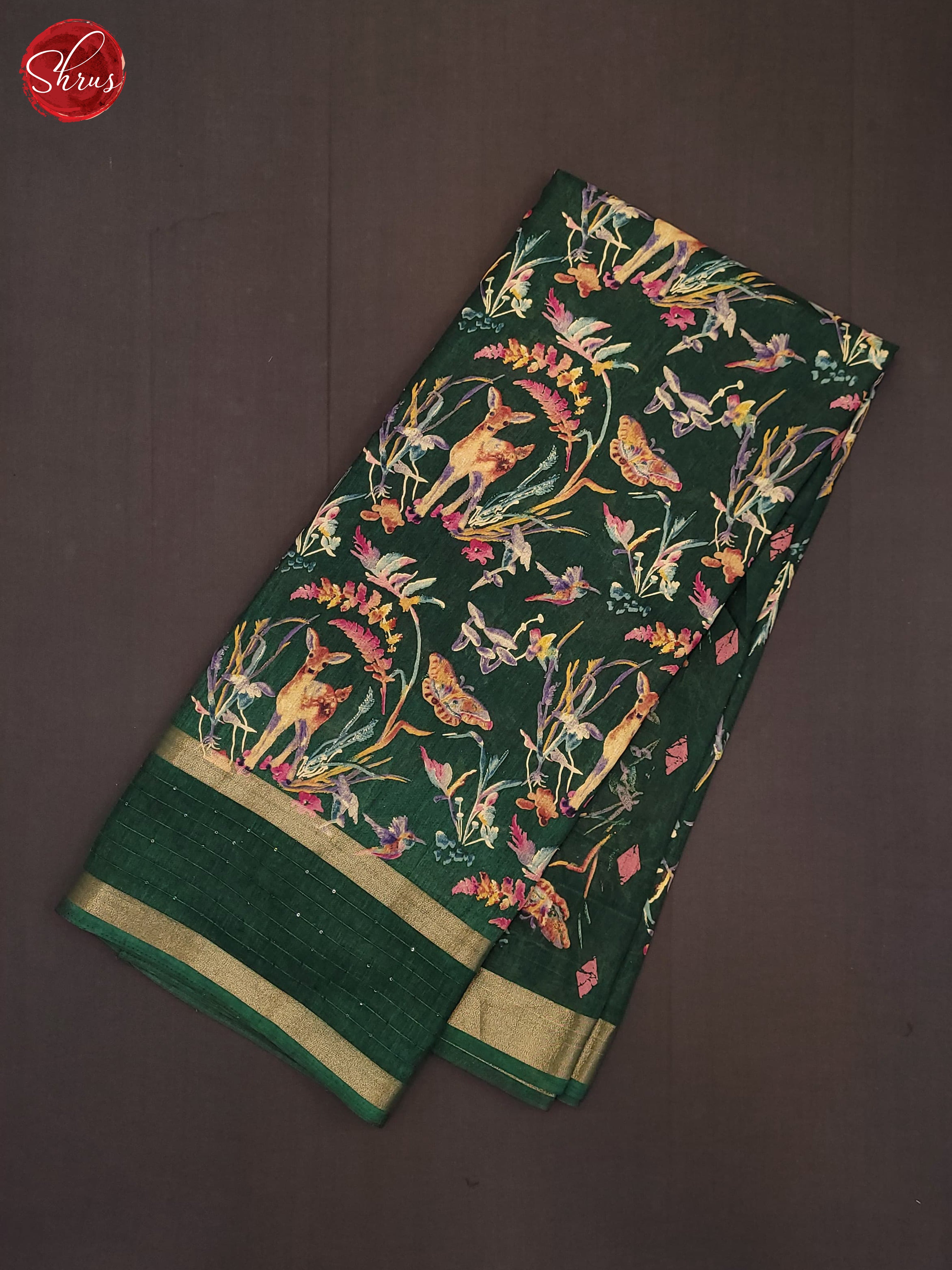 Green(Single Tone)- Semi Crepe Saree - Shop on ShrusEternity.com