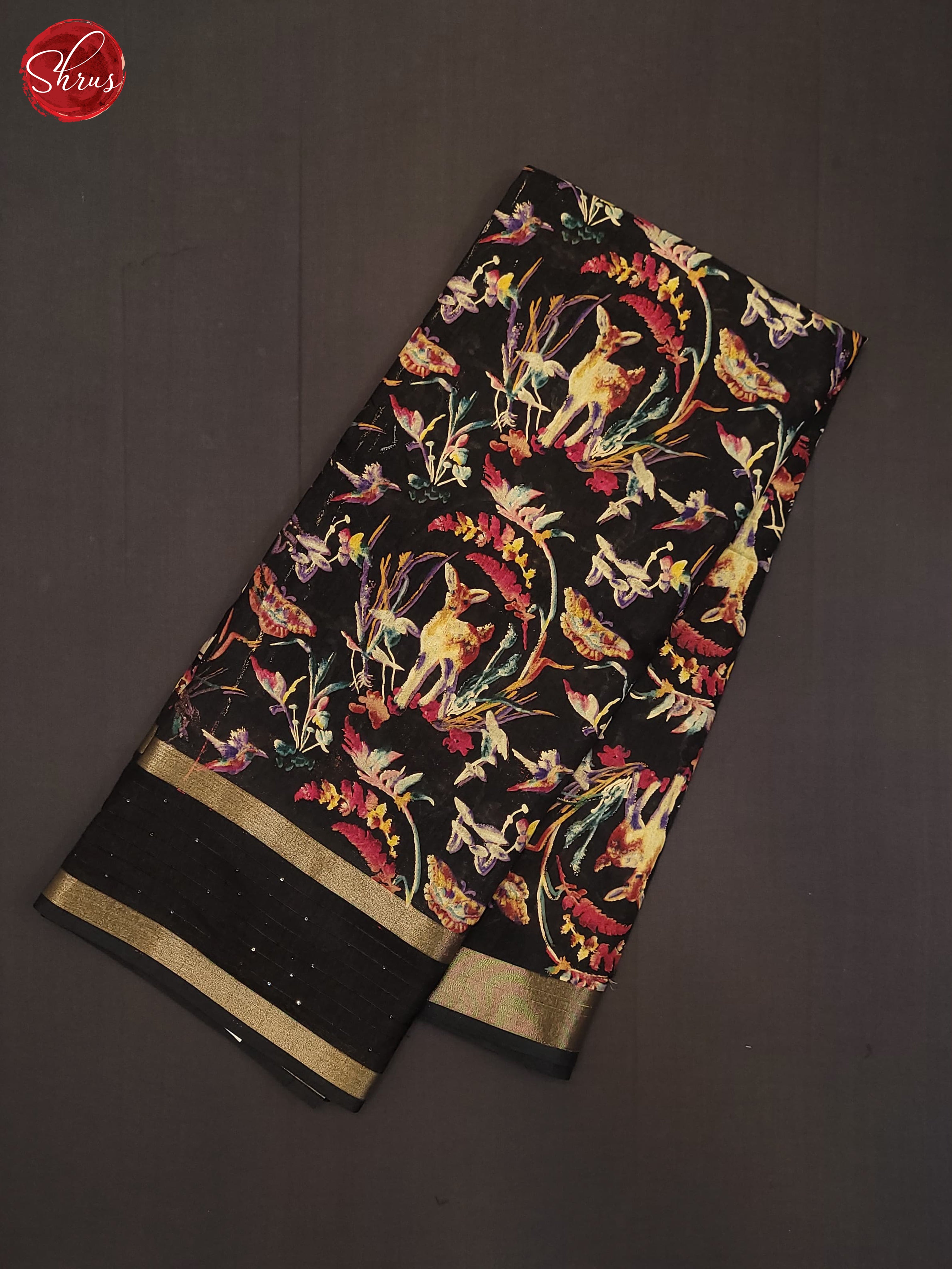 black(Single Tone)- Semi Crepe Saree - Shop on ShrusEternity.com