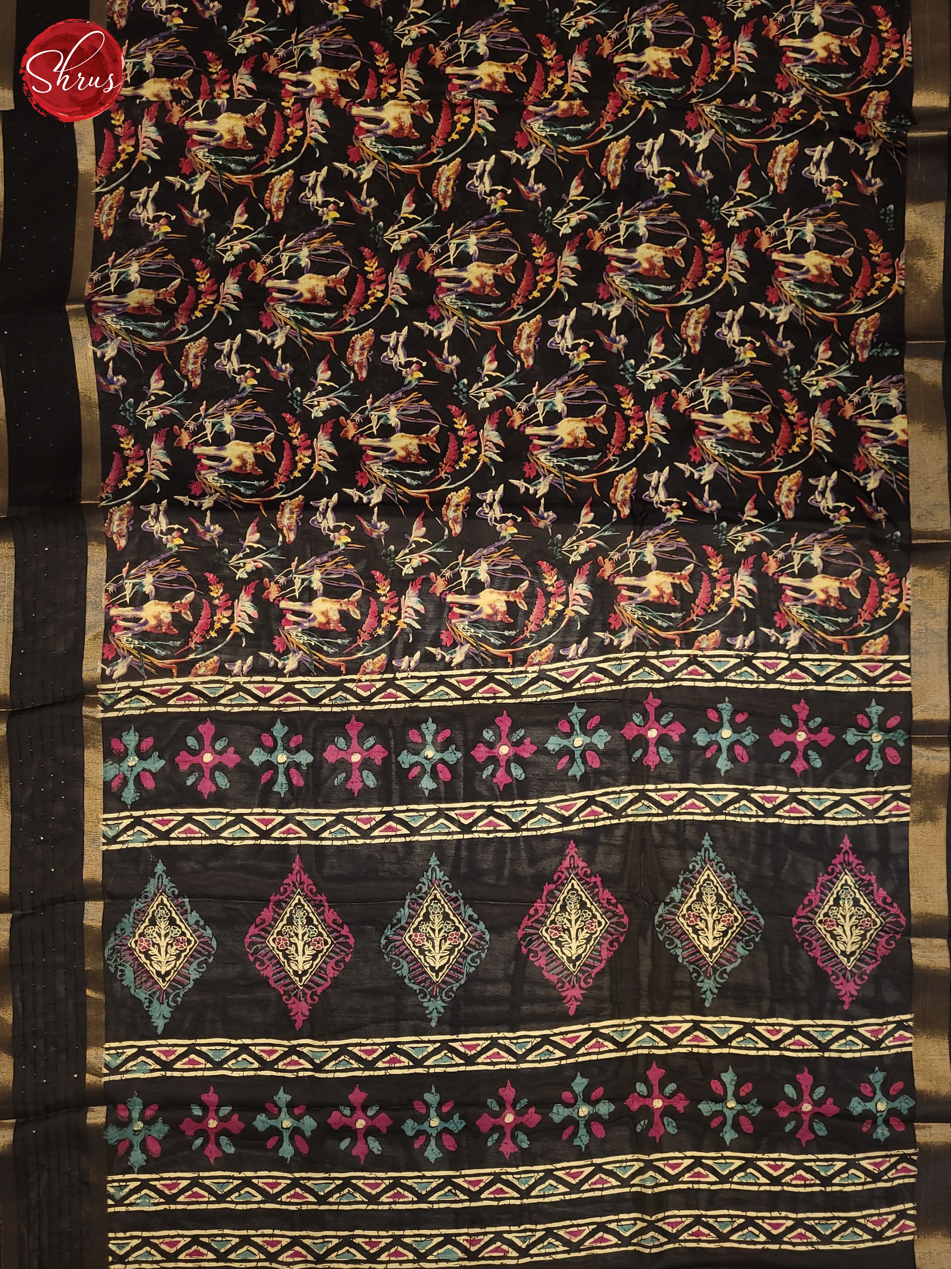 black(Single Tone)- Semi Crepe Saree - Shop on ShrusEternity.com