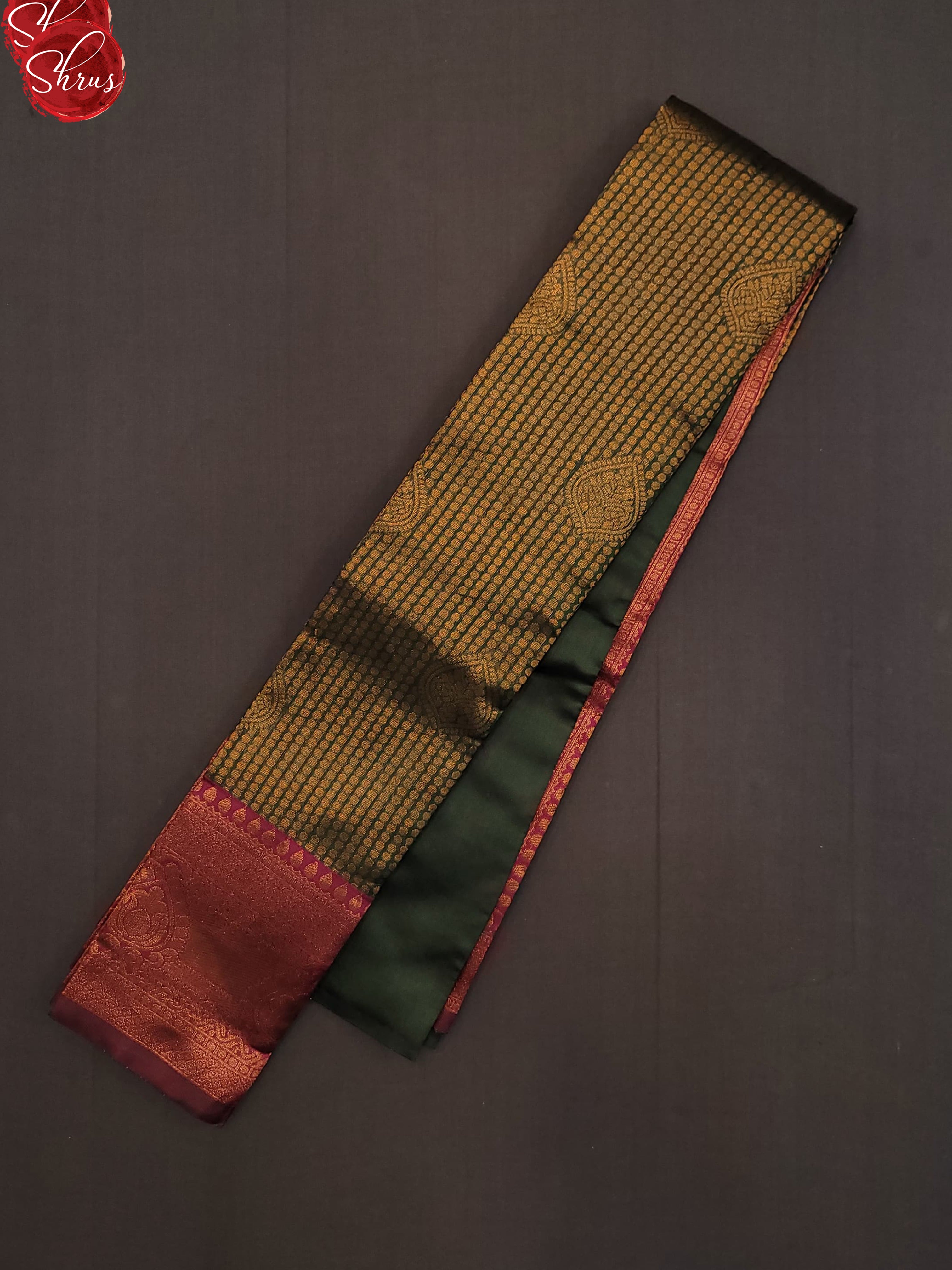Bottle Green & Maroon - Semi Kanchipuram Saree - Shop on ShrusEternity.com