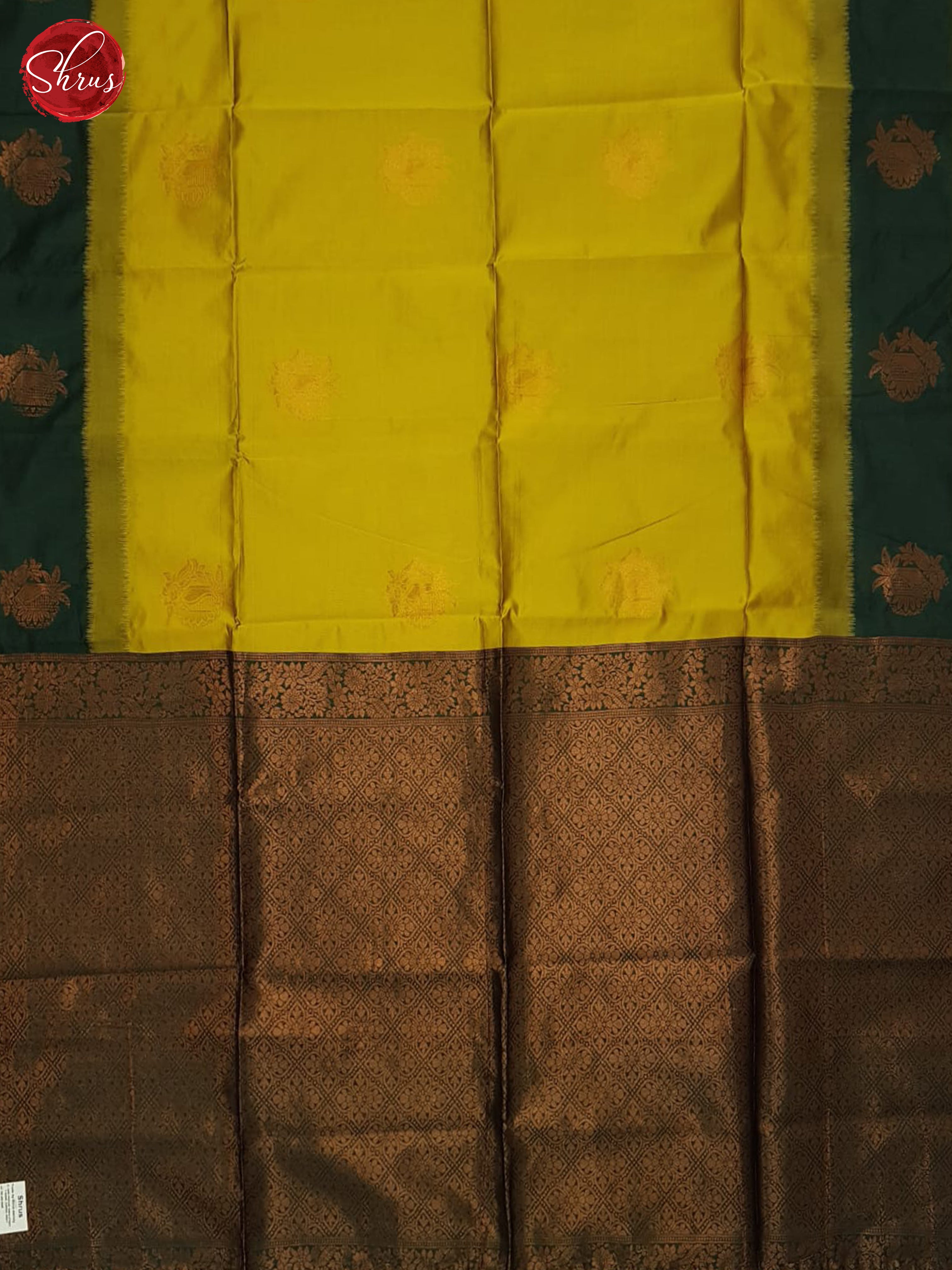 Mustard & Green - Semi Softsilk Saree - Shop on ShrusEternity.com