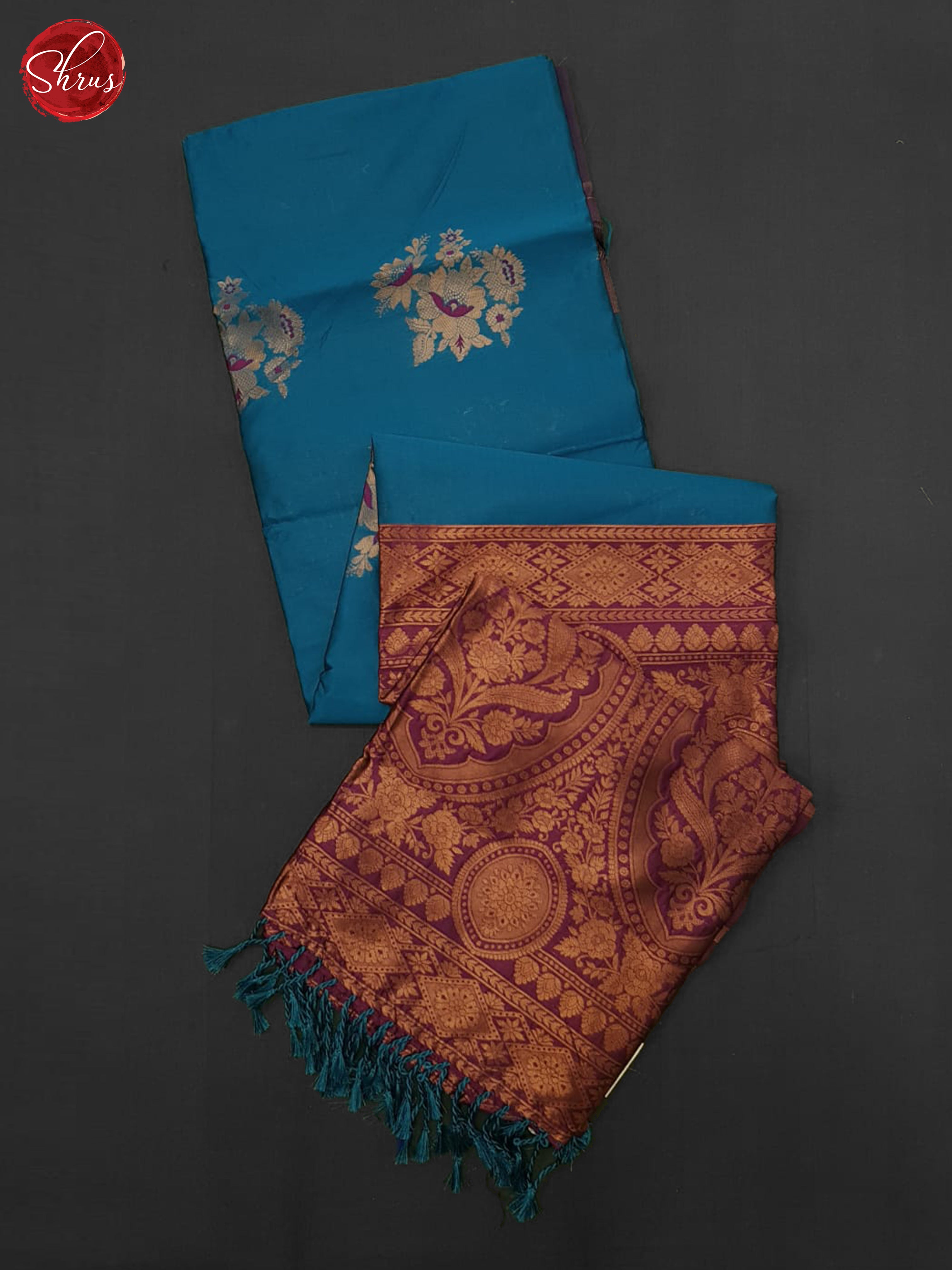 Blue & WIne - Semi Softsilk Saree - Shop on ShrusEternity.com