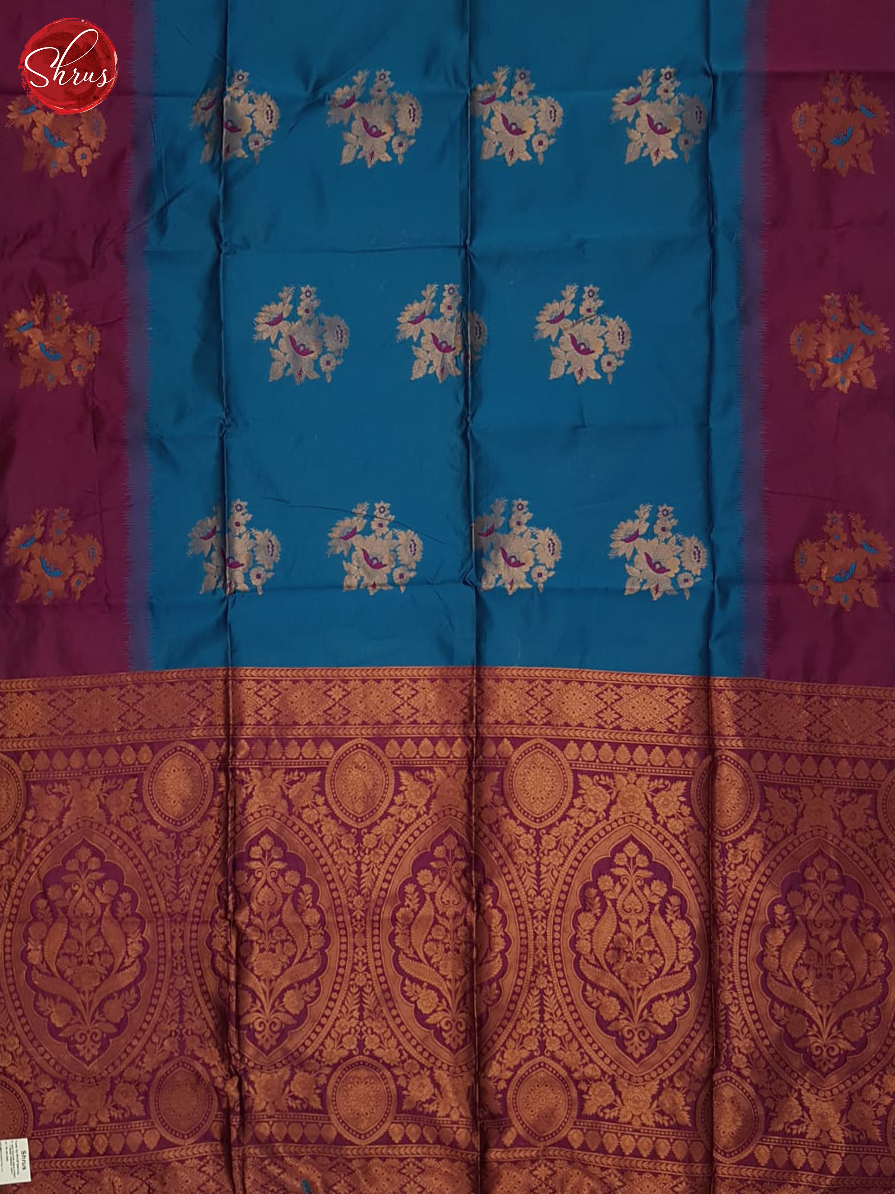 Blue & WIne - Semi Softsilk Saree - Shop on ShrusEternity.com