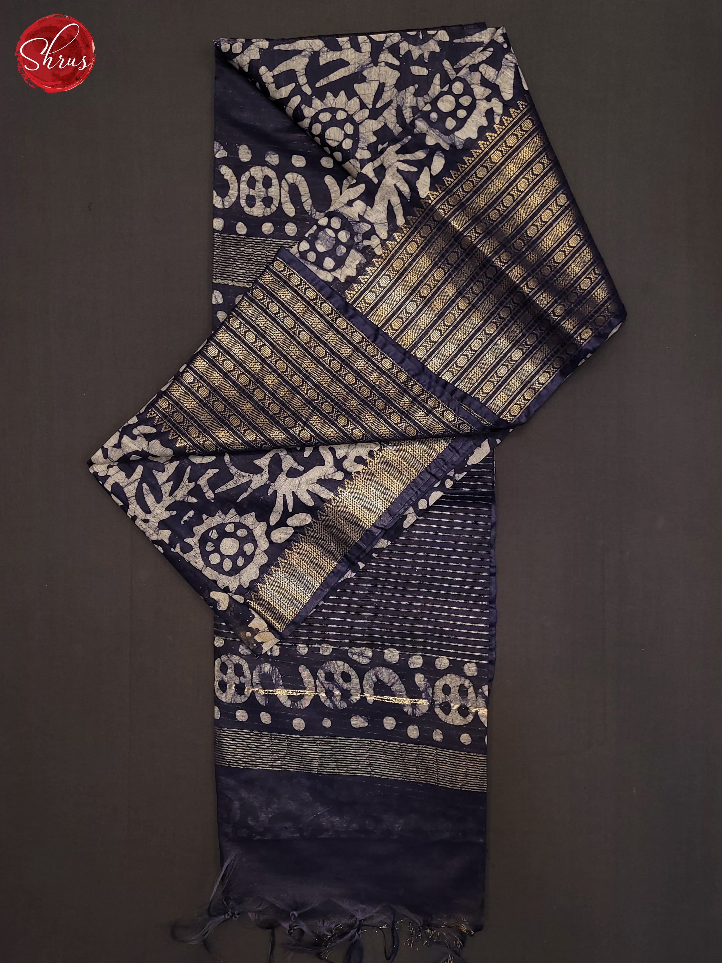 Navy Blue(Single Tone) - Bhatik Saree - Shop on ShrusEternity.com
